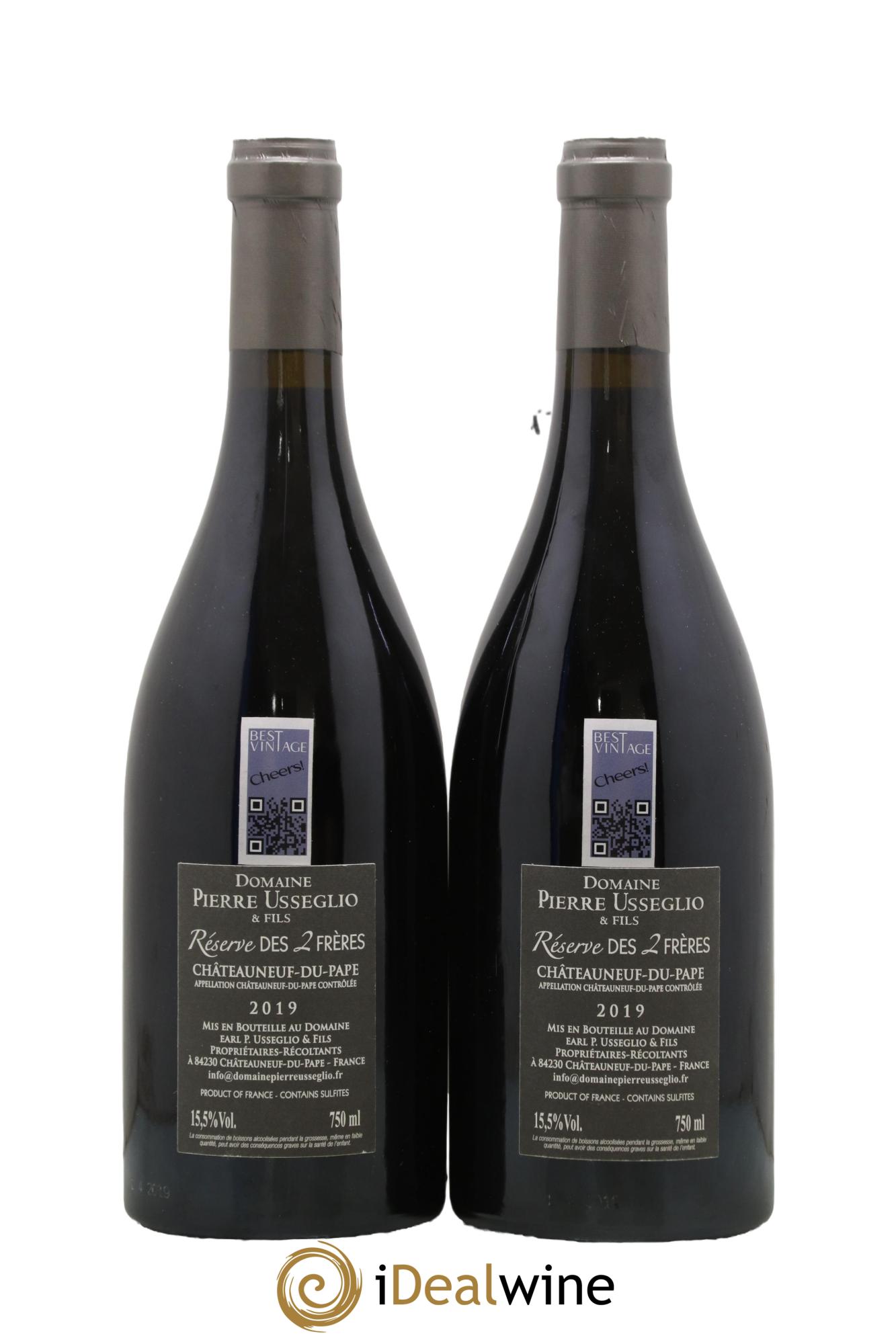 Châteauneuf-du-Pape Réserve des 2 frères Pierre Usseglio & Fils 2019 - Lot of 2 bottles - 1