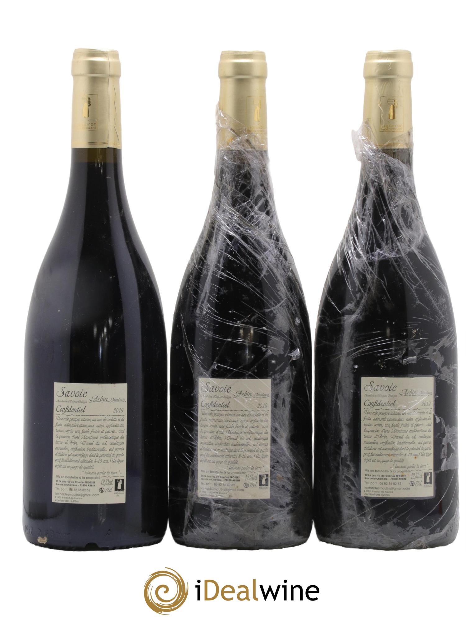 Vin de Savoie Arbin Mondeuse Confidentiel Trosset 2019 - Lotto di 3 bottiglie - 1