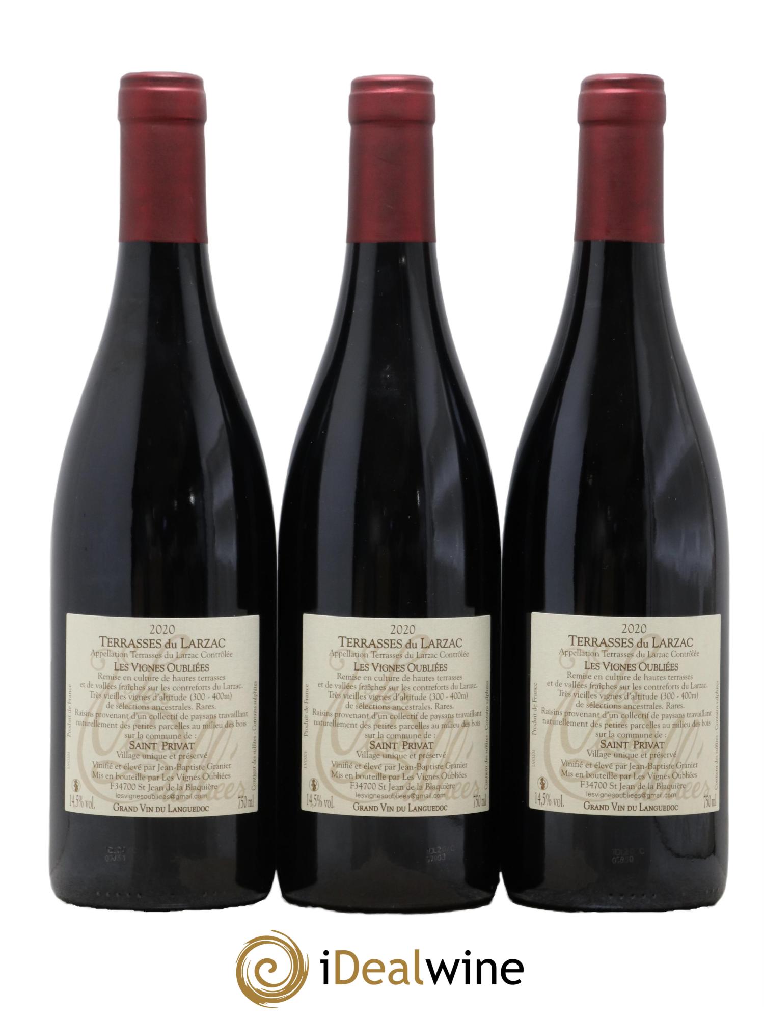 Terrasses du Larzac Les Vignes Oubliées Jean-Baptiste Granier 2020 - Lot of 3 bottles - 1