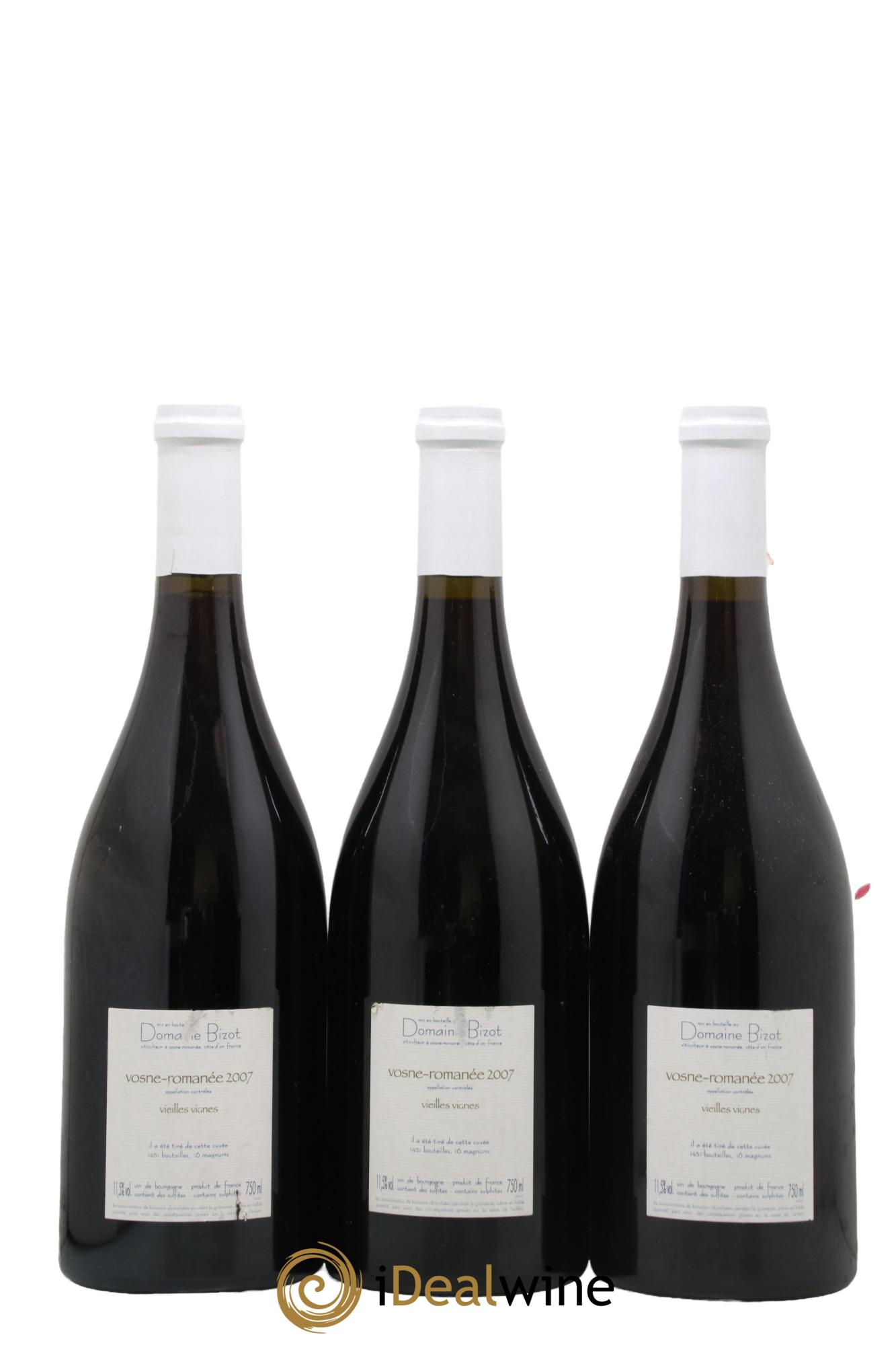 Vosne-Romanée Vieilles Vignes Bizot (Domaine) 2007 - Lot of 3 bottles - 1