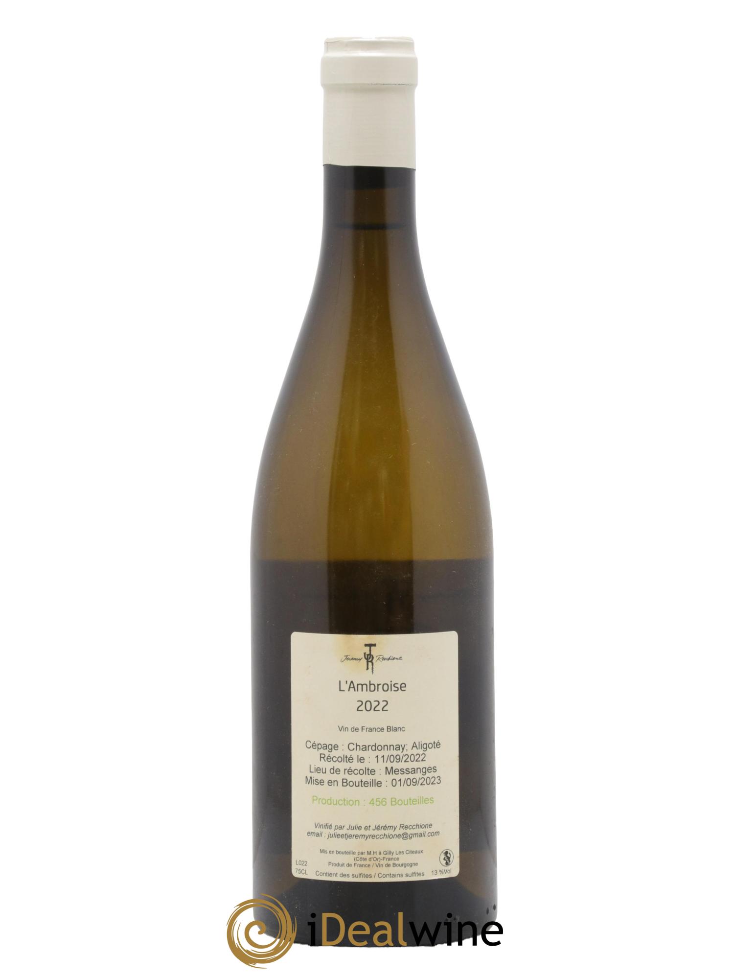 Vin de France L' Ambroise Chardonnay Aligoté Jeremy Recchione 2022 - Posten von 1 Flasche - 1