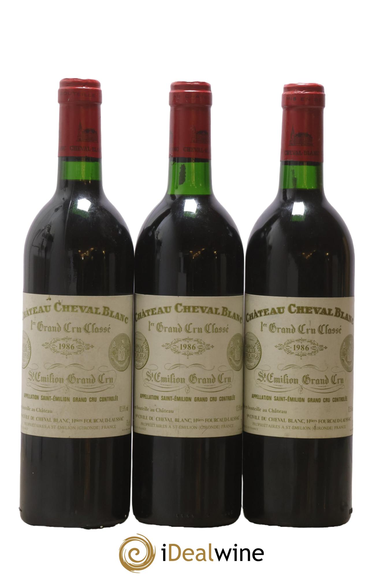 Château Cheval Blanc 1er Grand Cru Classé A 1986 - Lot de 3 bouteilles - 0
