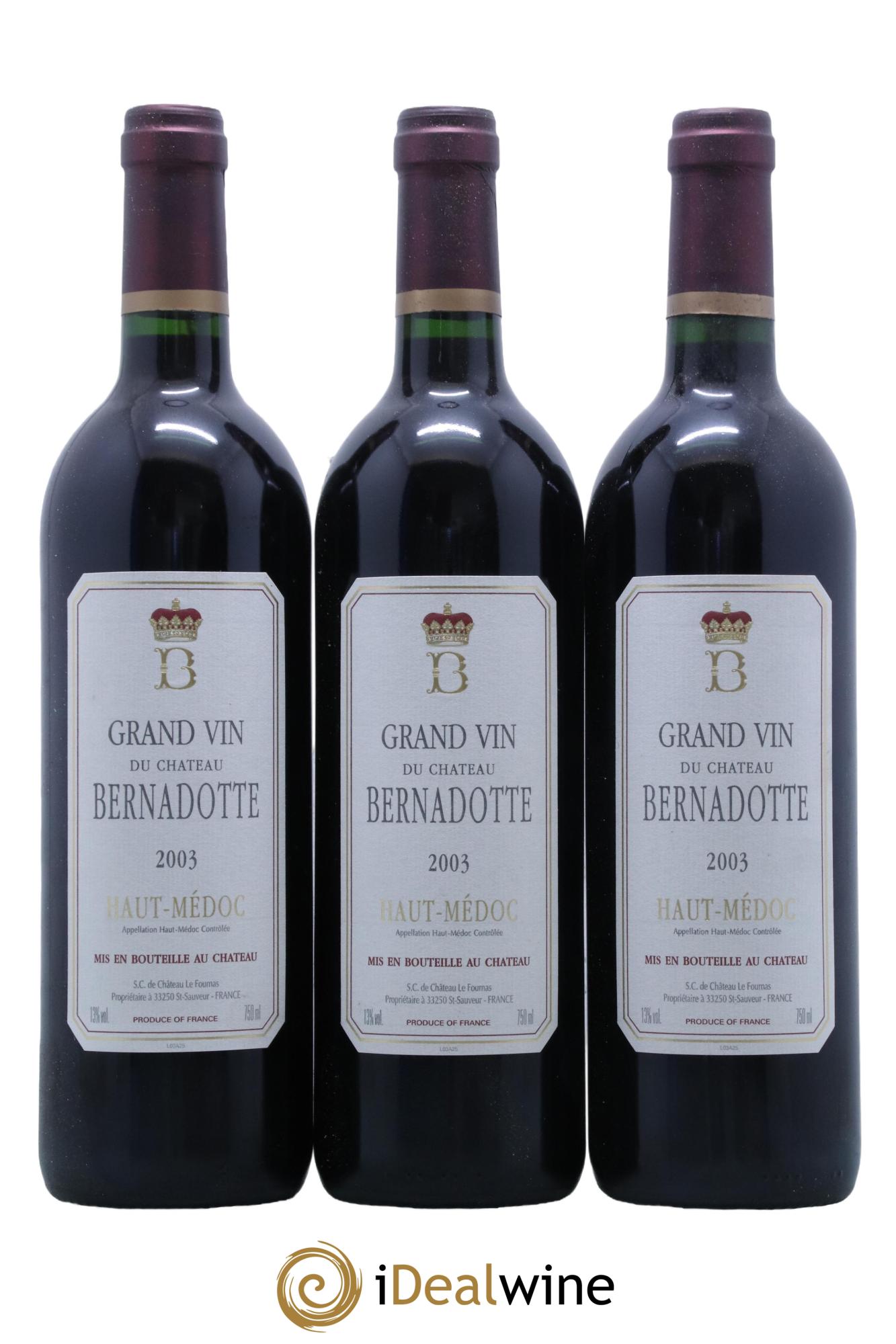 Château Bernadotte 2003 - Lot de 12 bouteilles - 1