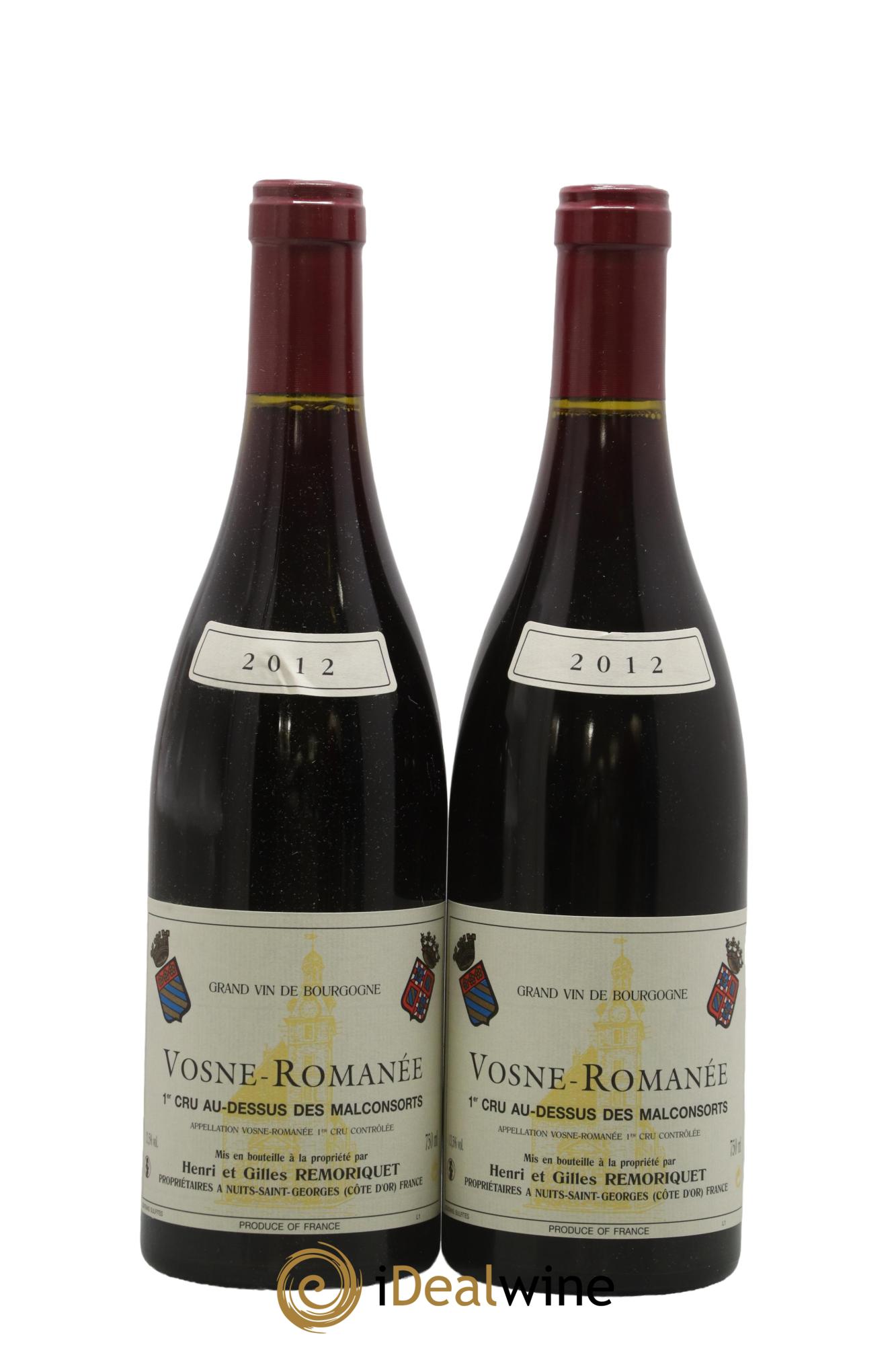 Vosne-Romanée 1er Cru Au Dessus des Malconsorts Gilles Remoriquet 2012 - Lot de 2 bouteilles - 0