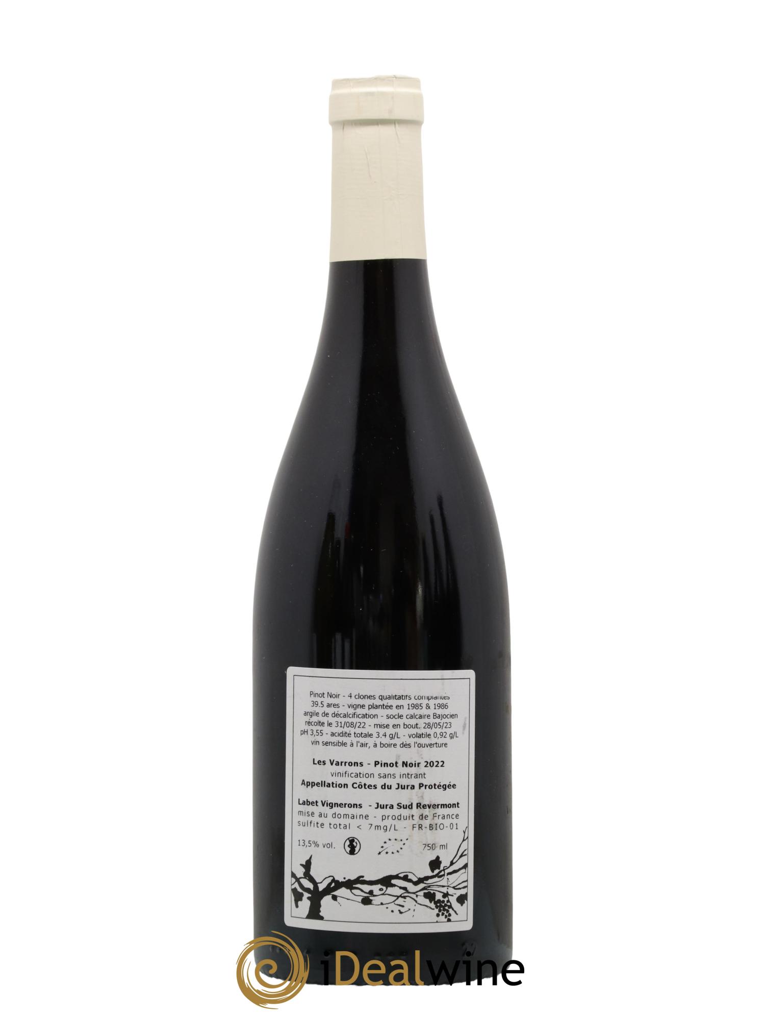 Côtes du Jura Pinot Noir Les Varrons Sélection Massale Romain - Julien - Charline Labet 2022 - Lot de 1 bouteille - 1