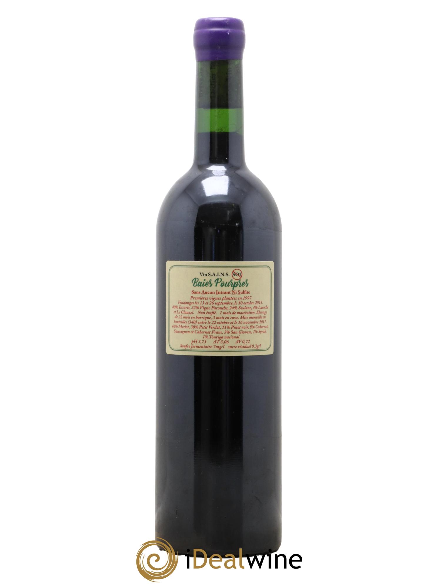 Vin de France Baies Pourpres Terres de Causse Didier Mouton 2015 - Lot de 1 bouteille - 1