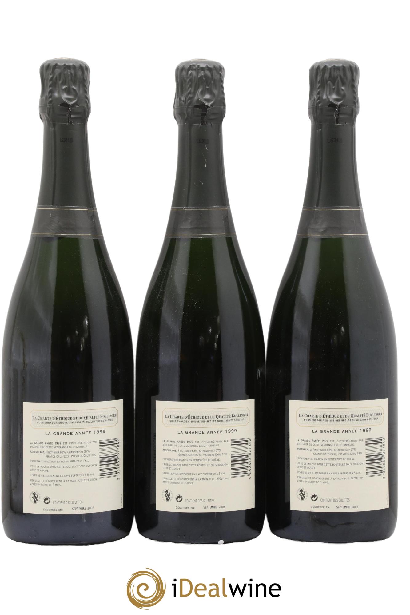 Grande Année Brut Bollinger 1999 - Posten von 3 Flaschen - 1