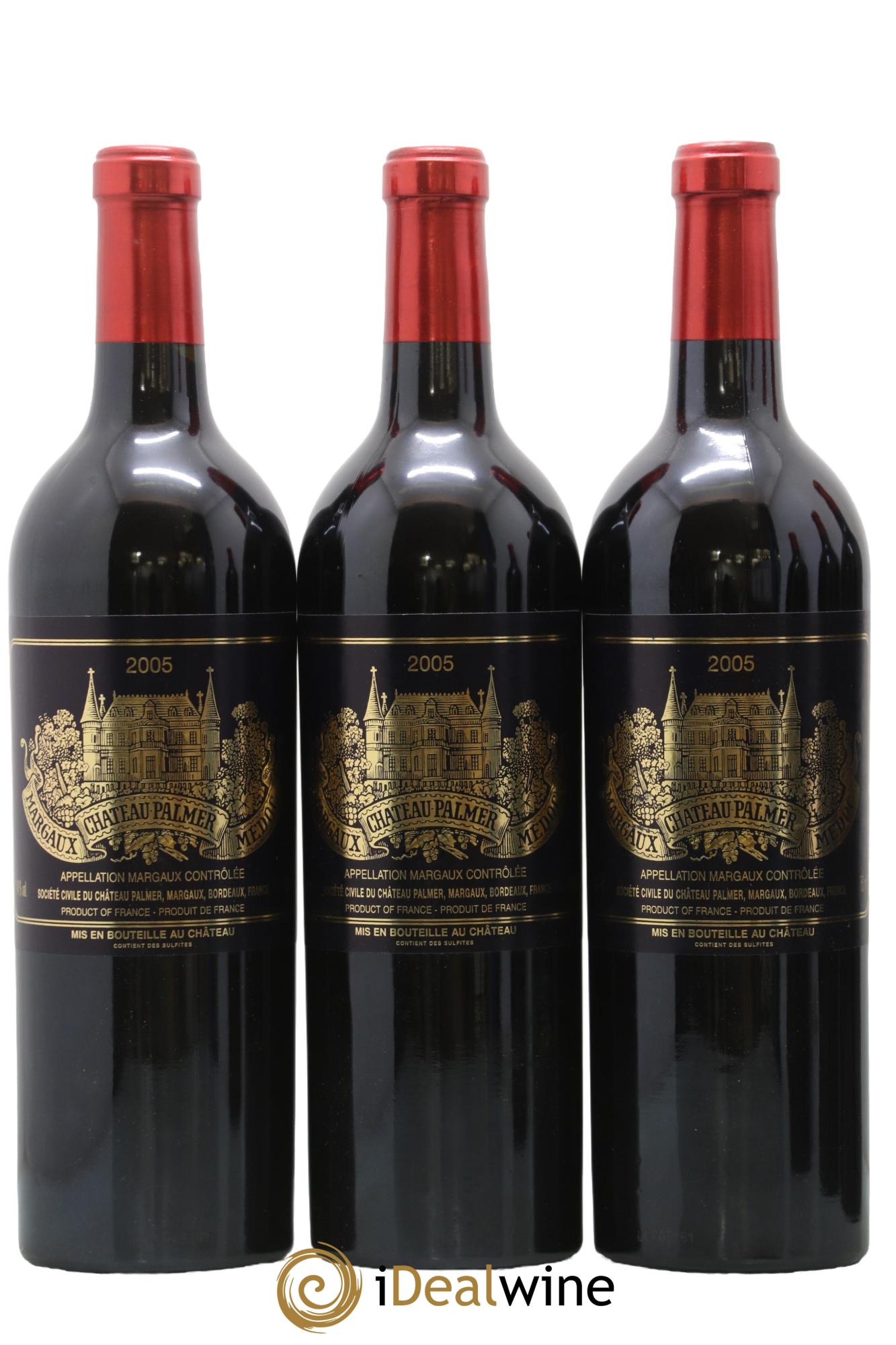 Château Palmer 3ème Grand Cru Classé 2005 - Lot of 3 bottles - 0
