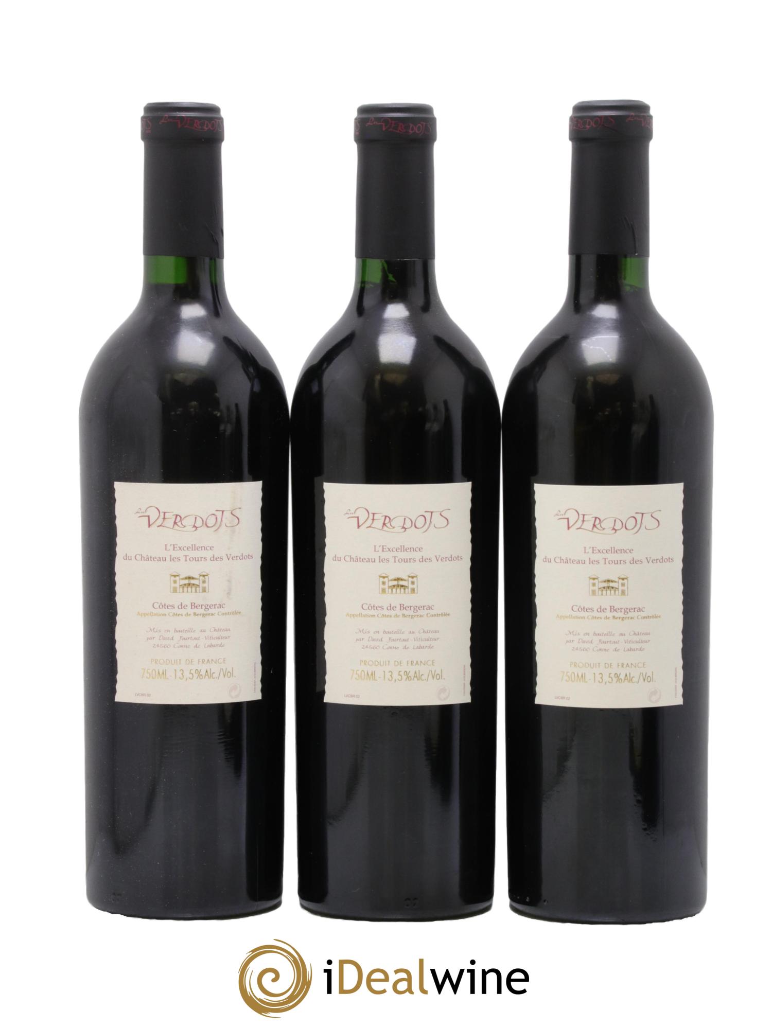 Côtes de Bergerac Les Verdots L'Excellence David Fourtout 2002 - Posten von 3 Flaschen - 1