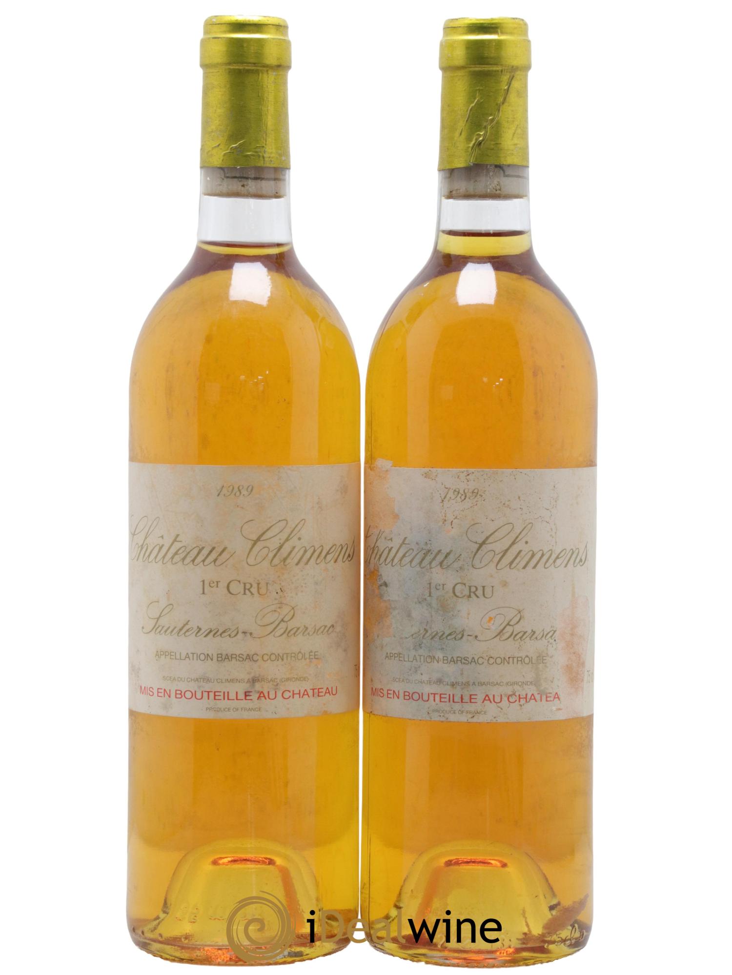 Château Climens 1er Grand Cru Classé 1989 - Lotto di 2 bottiglie - 0