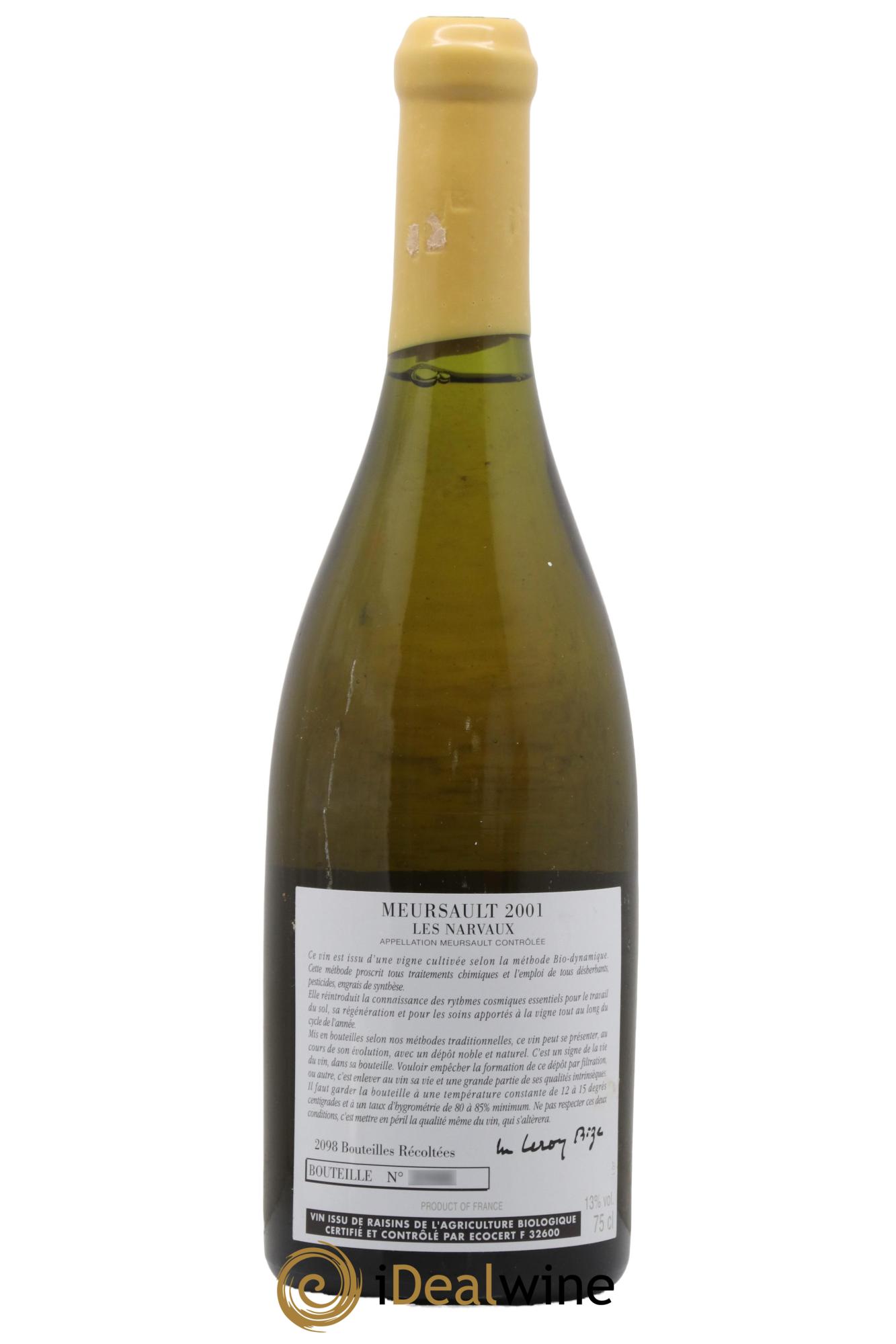 Meursault Les Narvaux d'Auvenay (Domaine) 2001 - Lotto di 1 bottiglia - 1