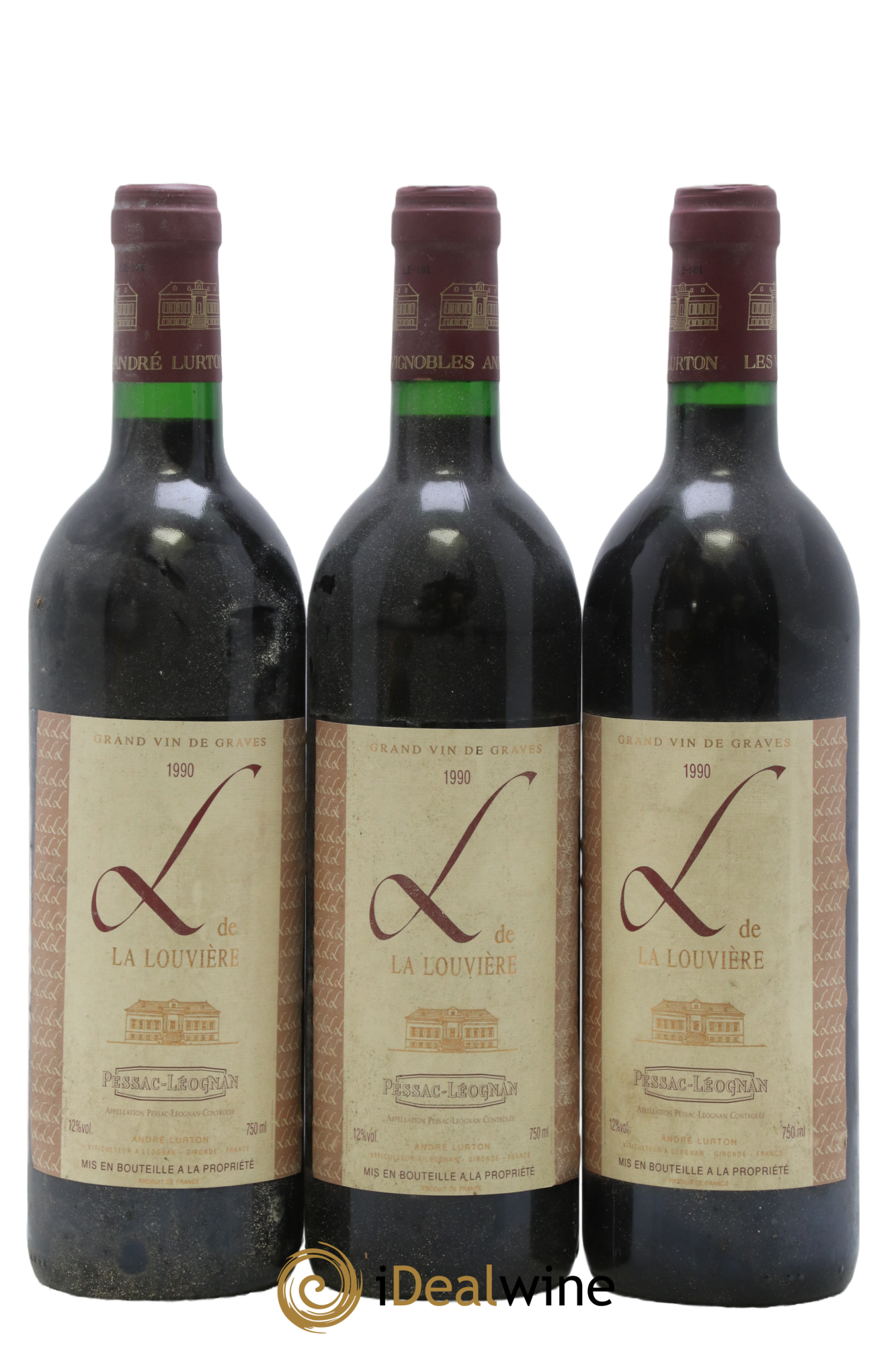 Pessac-Léognan L de la Louvière 1990 - Lot de 3 bouteilles - 0