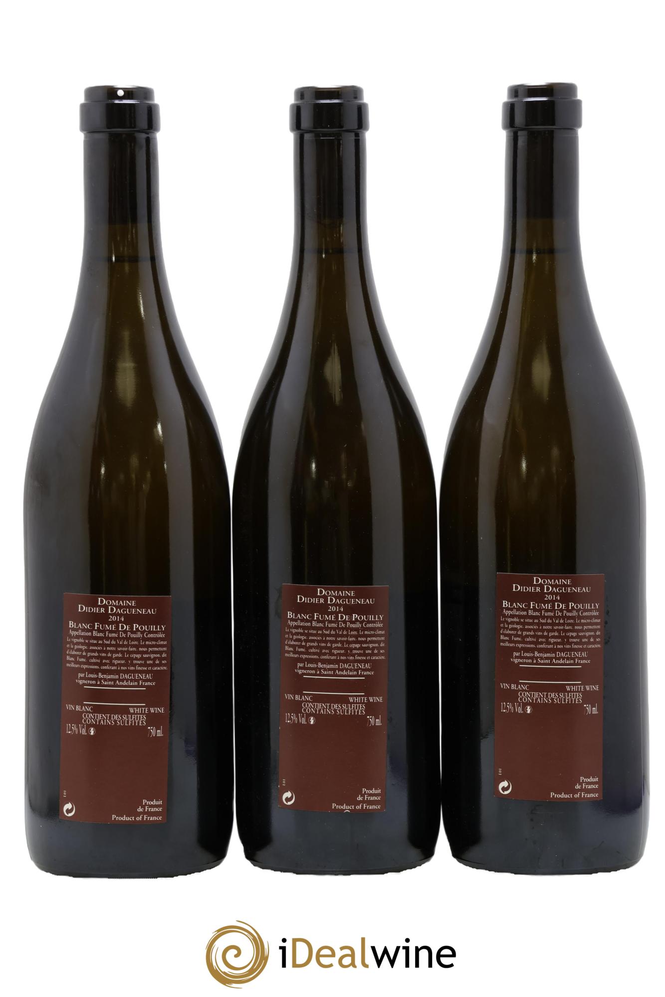 Vin de France (anciennement Pouilly-Fumé) Pur Sang Dagueneau (Domaine Didier - Louis-Benjamin) 2014 - Lot de 3 bouteilles - 1