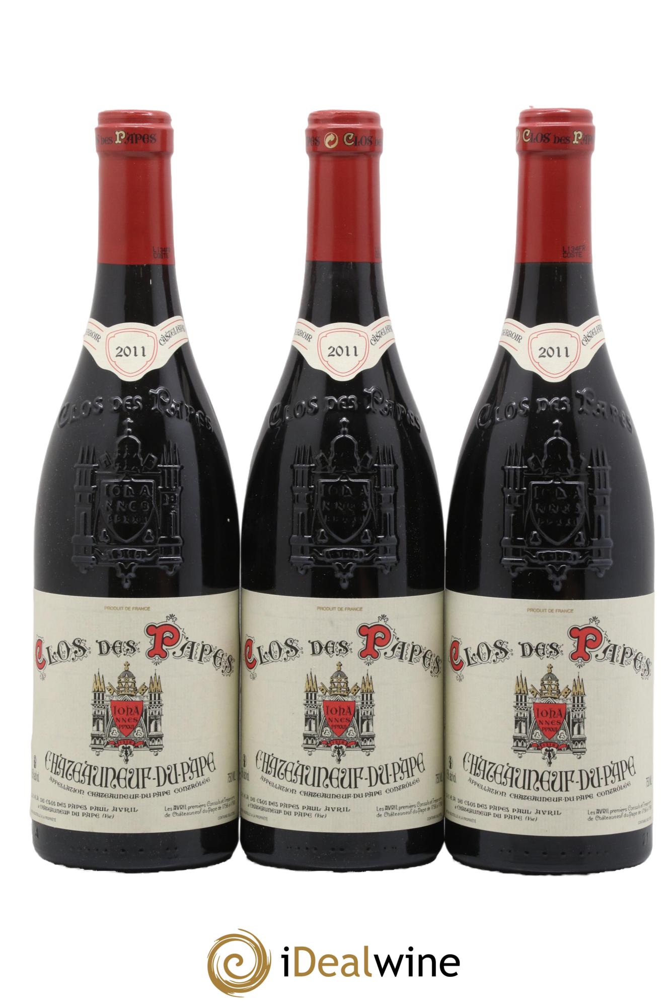 Châteauneuf-du-Pape Clos des Papes - Paul Avril 2011 - Lot de 3 bouteilles - 0