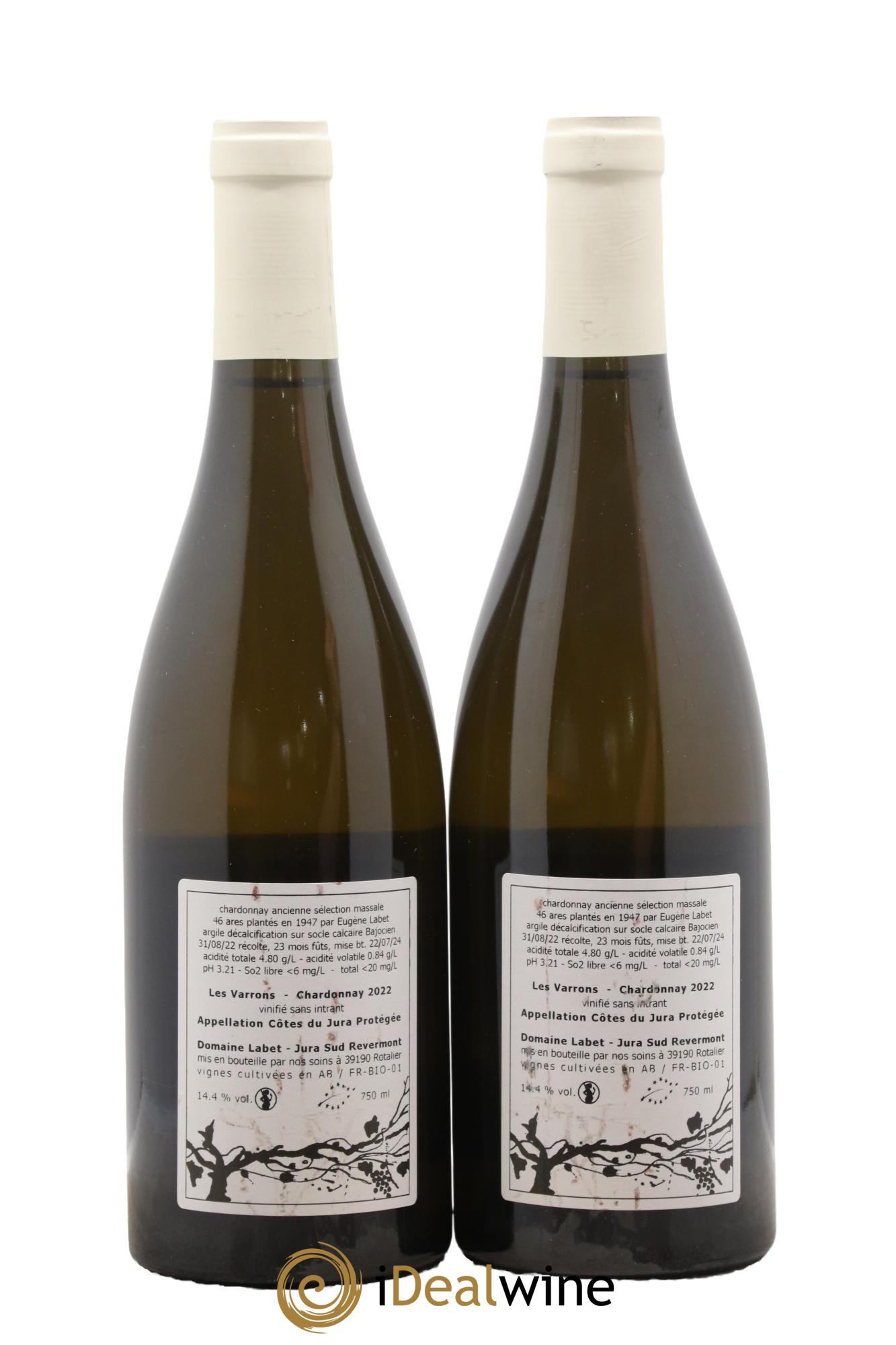Côtes du Jura Chardonnay Les Varrons Romain - Julien - Charline Labet 2022 - Lot de 2 bouteilles - 1