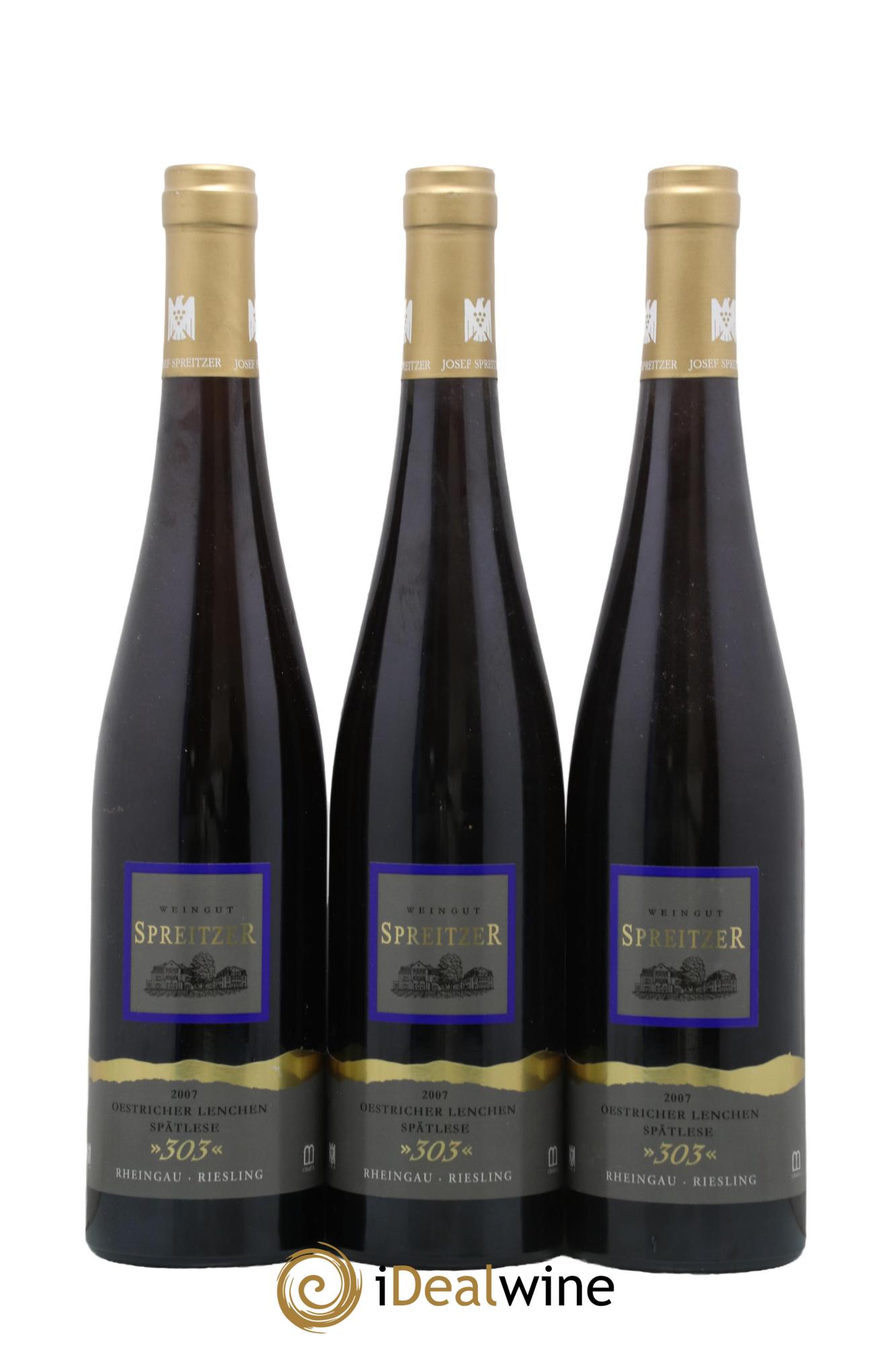 Allemagne Rheingau Östricher Lenchen Spätlese 303 Spreitzer 2007 - Lot de 3 bouteilles - 0