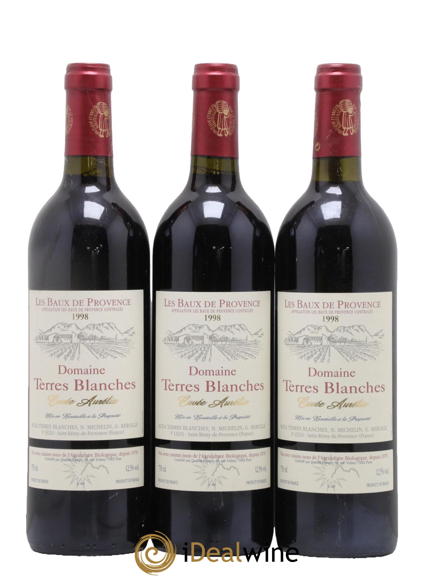 Baux de Provence Cuvée Aurélia Domaine des Terres Blanches 1998 - Lot de 6 bouteilles - 1