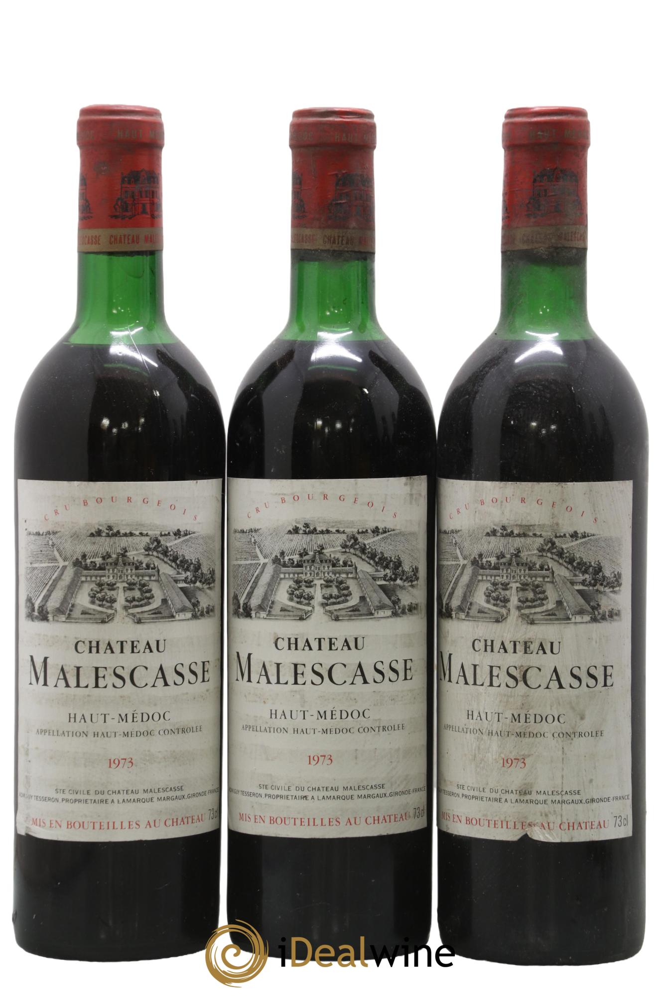 Château Malescasse Cru Bourgeois Exceptionnel  1973 - Lot de 3 bouteilles - 0