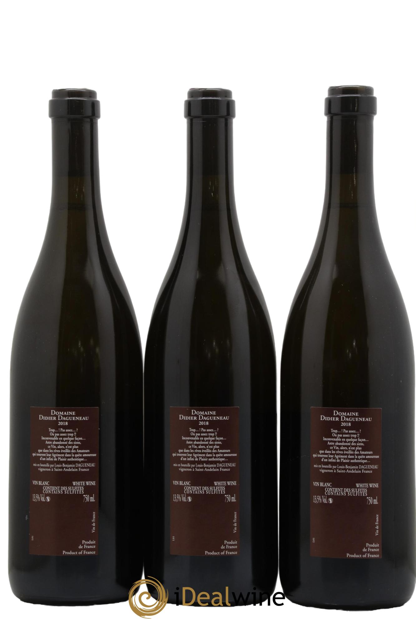 Vin de France (anciennement Pouilly-Fumé) Pur Sang Dagueneau (Domaine Didier - Louis-Benjamin) 2018 - Posten von 3 Flaschen - 1