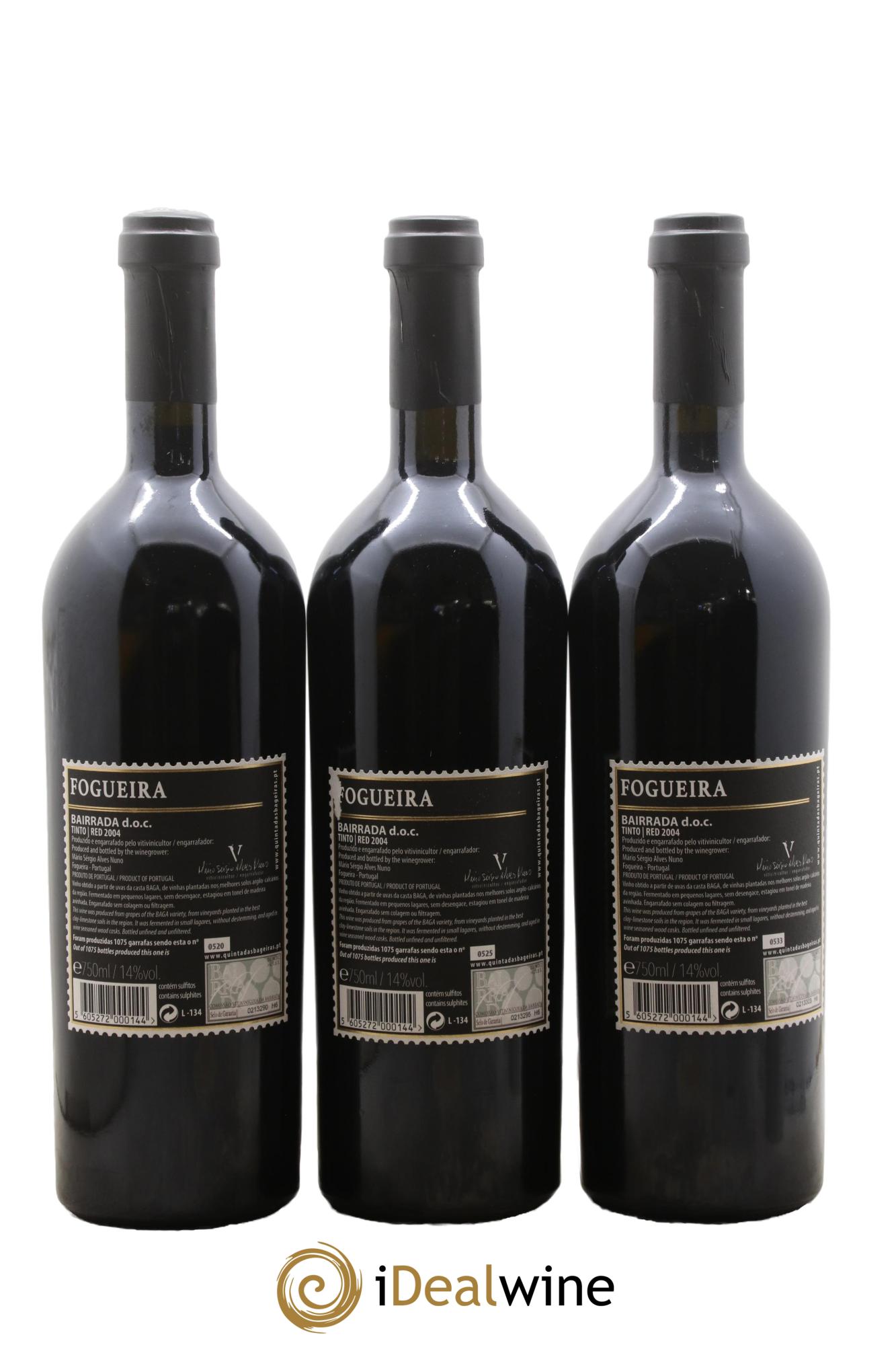 Portugal Bairrada Fogueira Quinta Das Bagueira 2004 - Lot of 3 bottles - 1