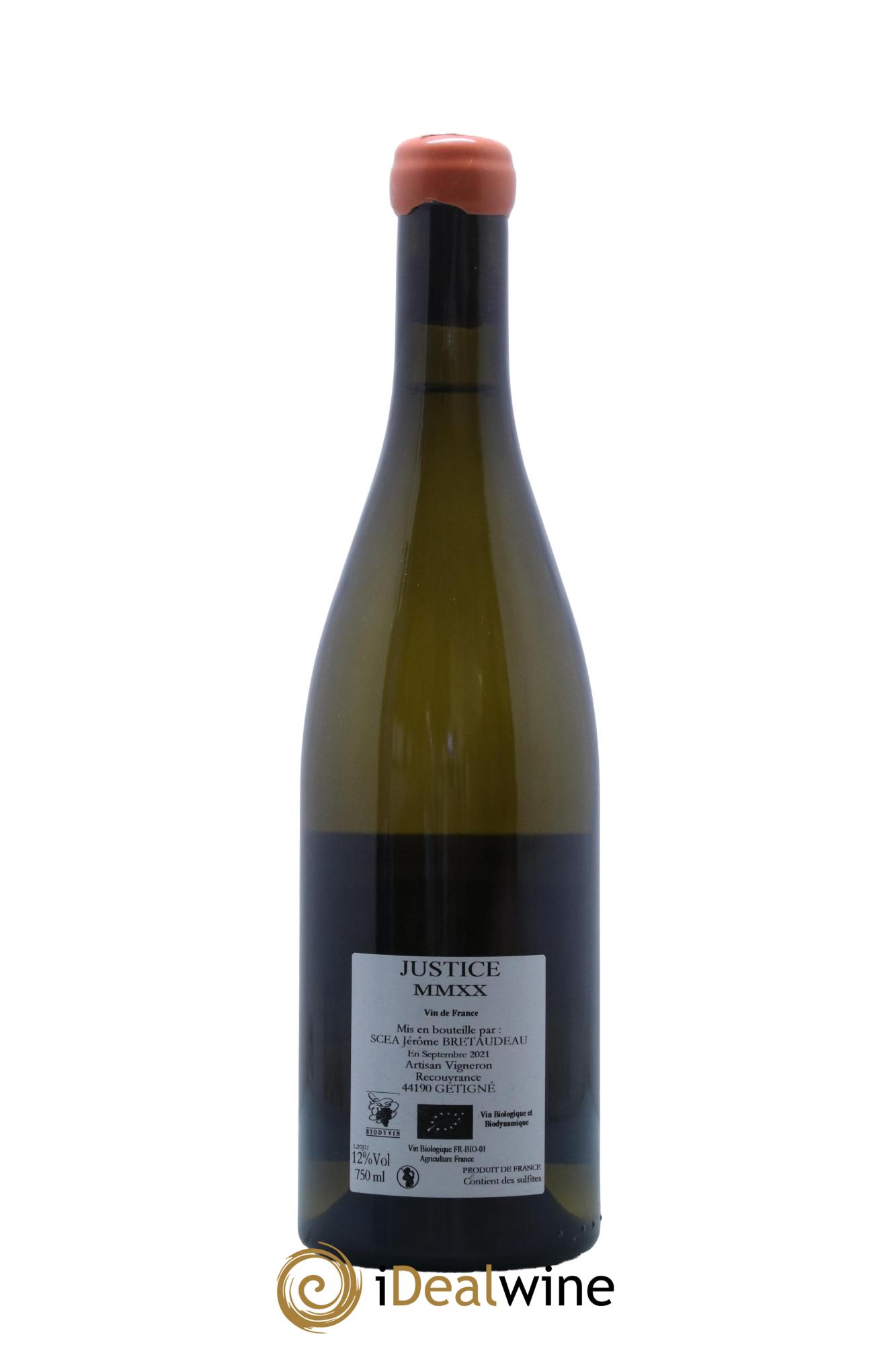 Vin de France La Justice Jérôme Bretaudeau - Domaine de Bellevue 2020 - Lot de 1 bouteille - 1