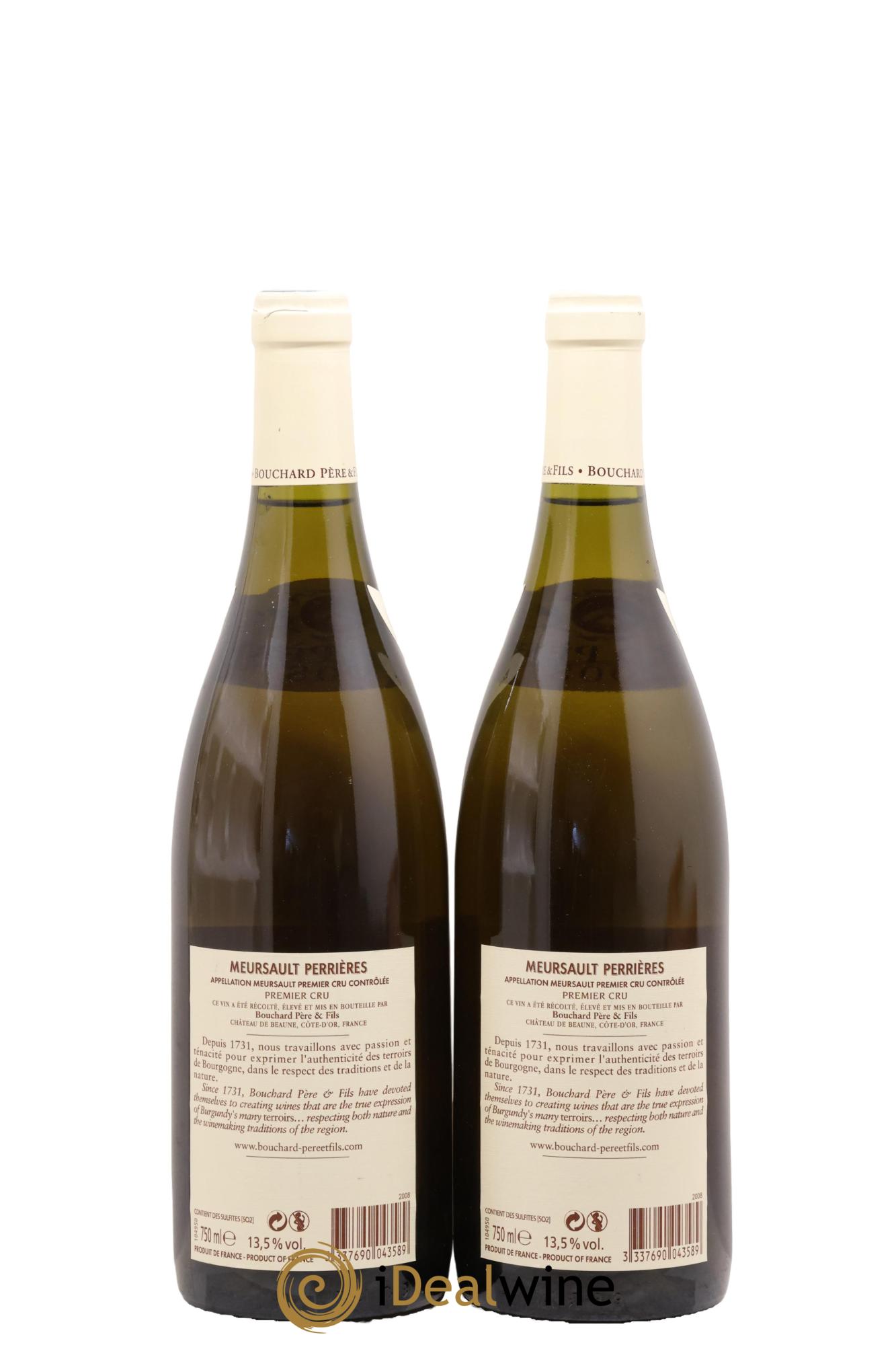 Meursault 1er Cru Perrières Bouchard Père & Fils 2008 - Lot of 2 bottles - 1
