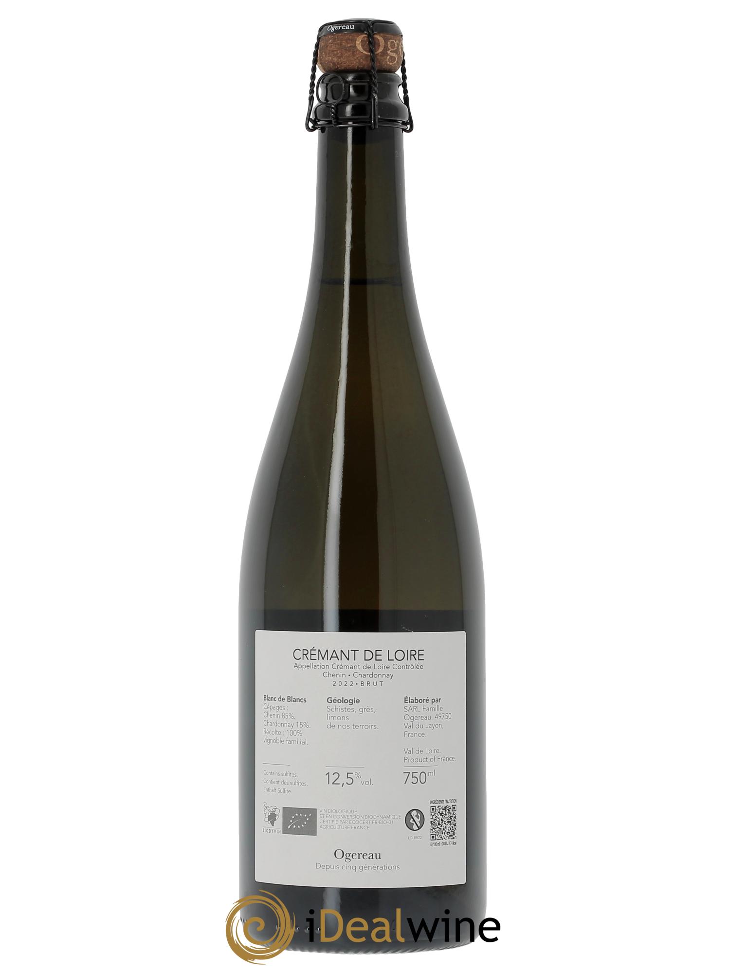 Crémant de Loire Blanc de Blancs Domaine Ogereau 2022 - Lot of 1 bottle - 1