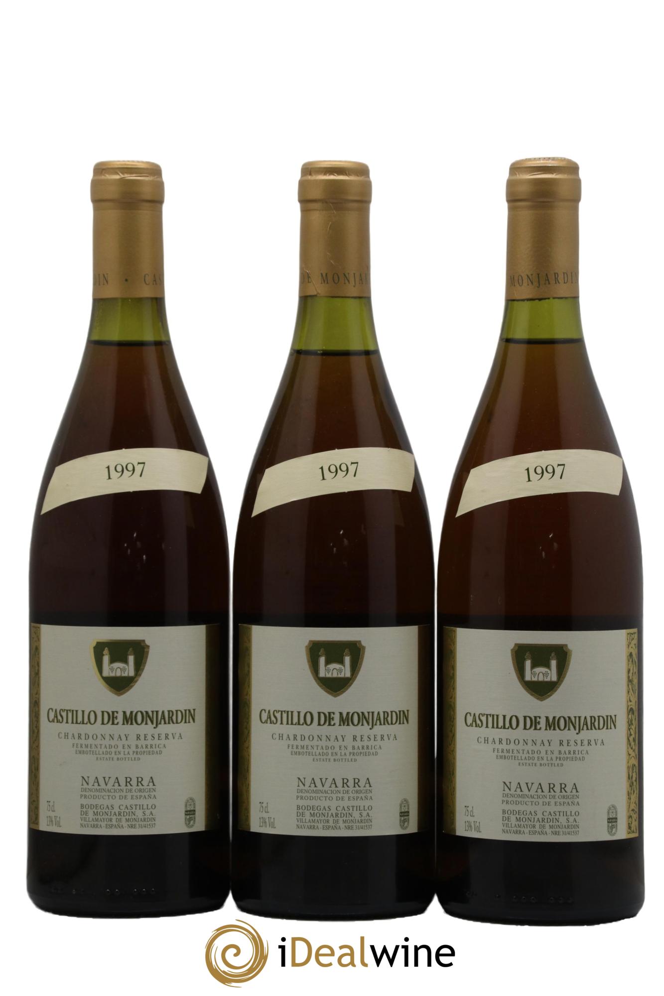 Espagne Reserva Navarra Chardonnay Castillo de Monjardin 1997 - Posten von 3 Flaschen - 0