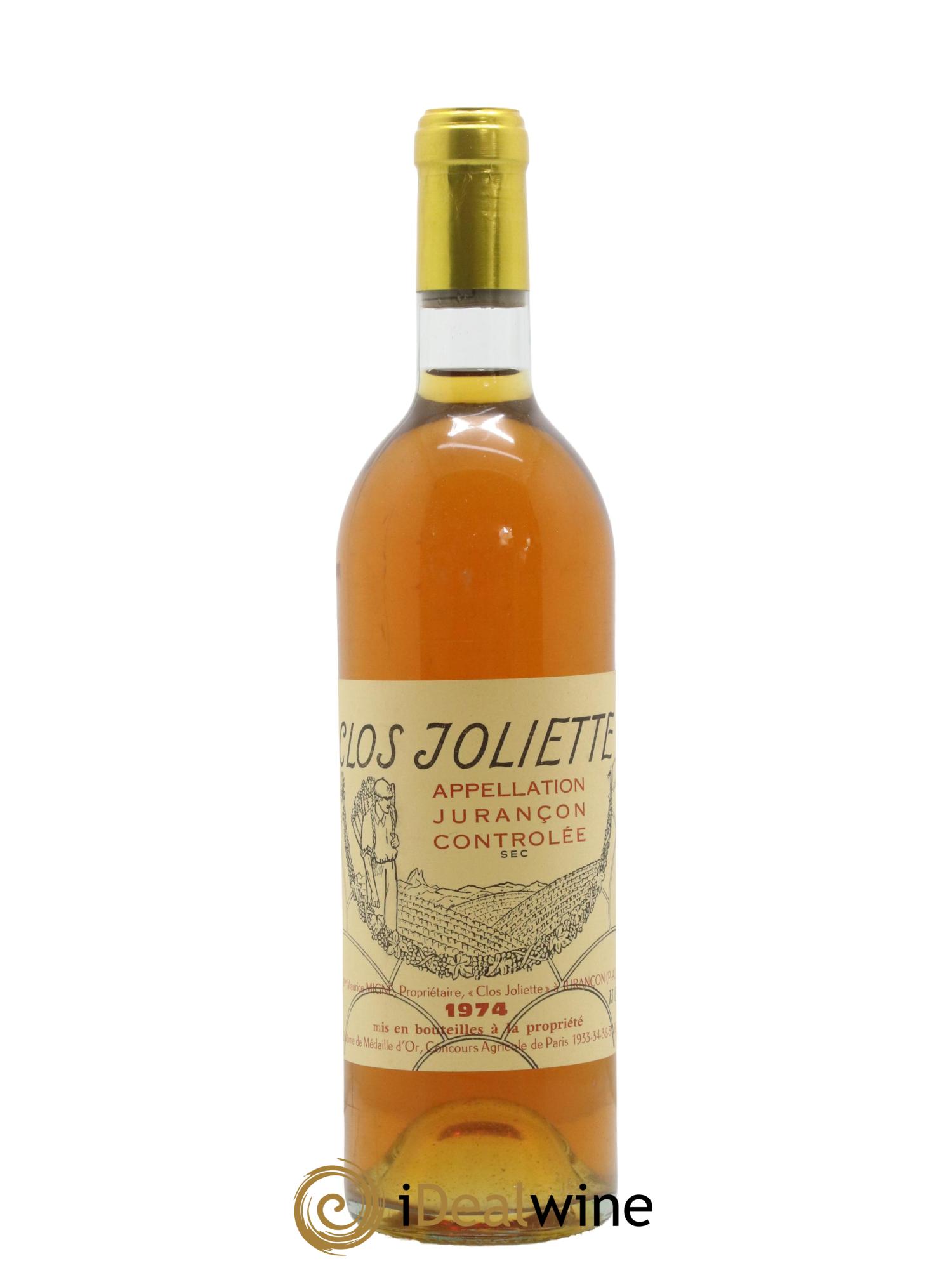 Jurançon Sec Clos Joliette 1974 - Lot de 1 bouteille - 0