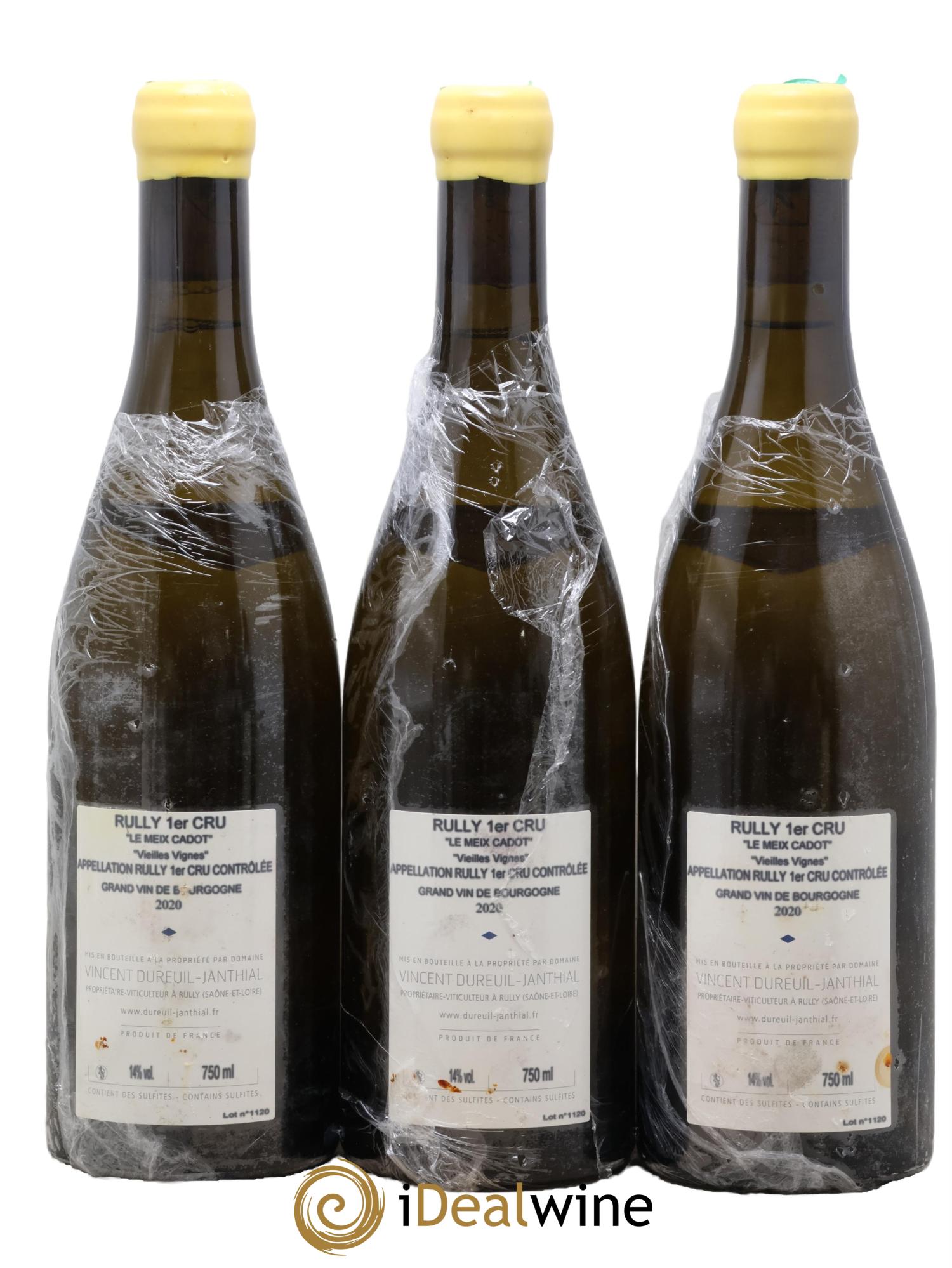 Rully 1er Cru Le Meix Cadot Vieilles Vignes Vincent Dureuil-Janthial 2020 - Lotto di 3 bottiglie - 1