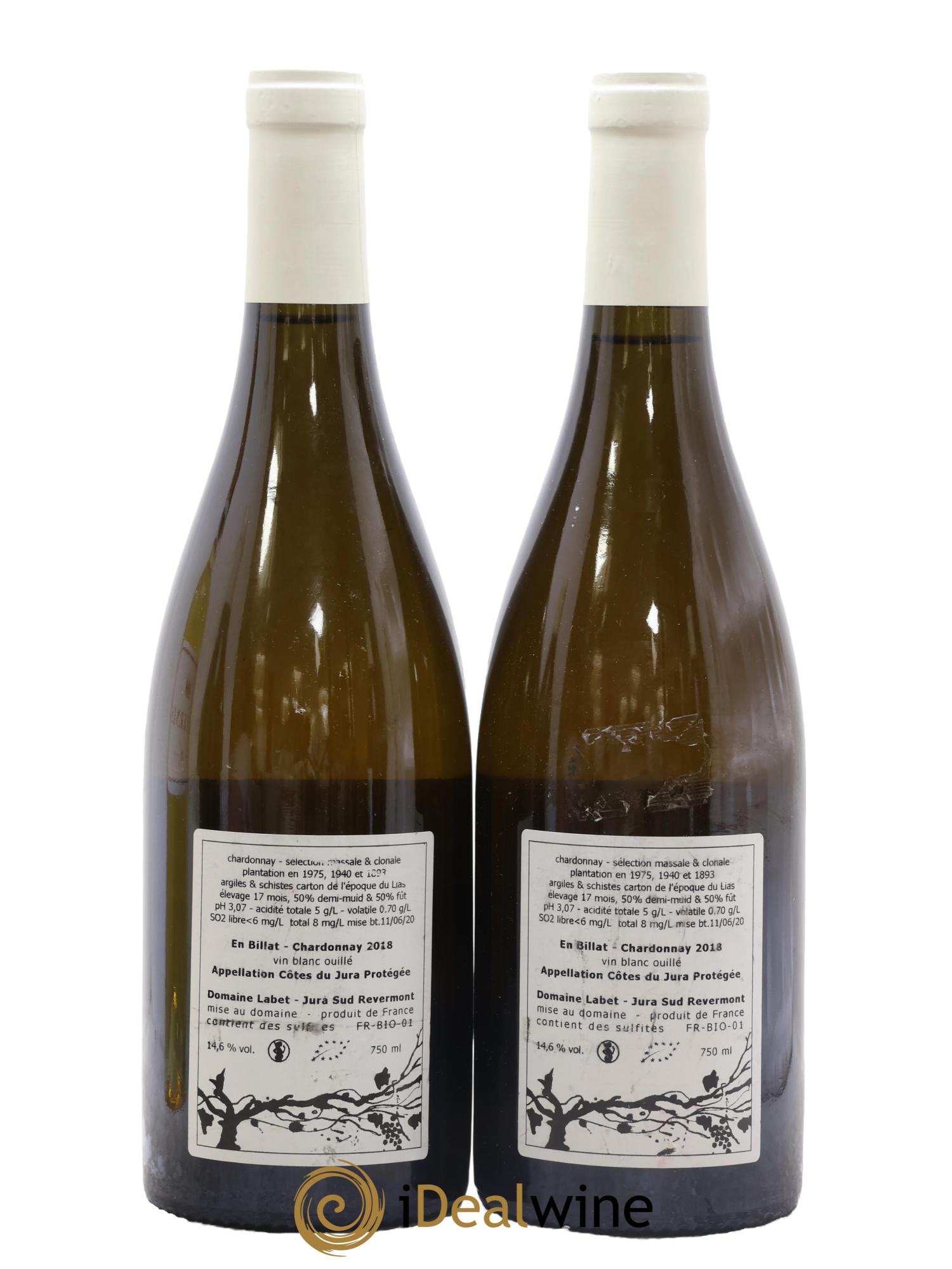 Côtes du Jura Chardonnay En Billat Labet (Domaine) 2018 - Lotto di 2 bottiglie - 1