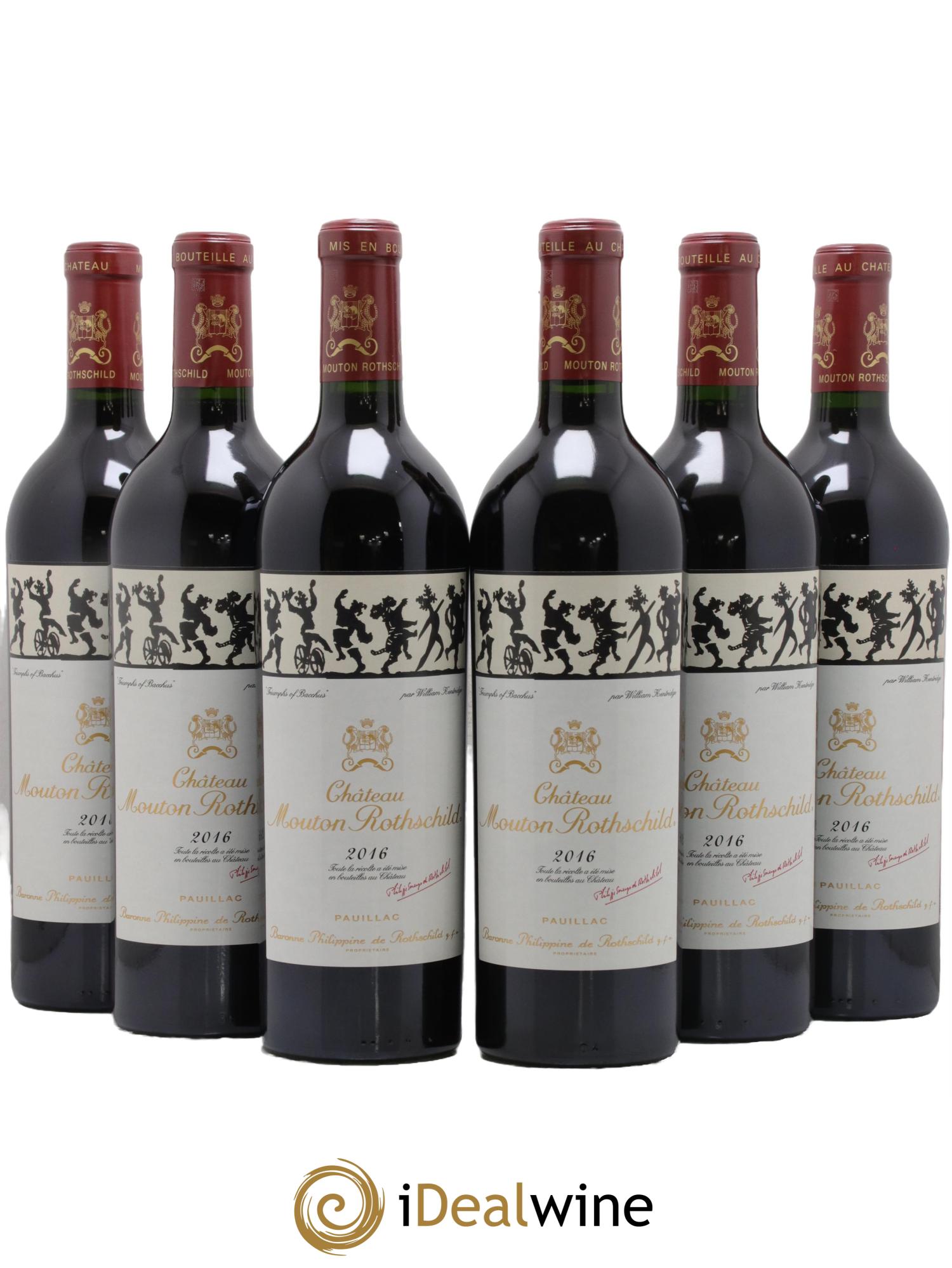 Château Mouton Rothschild 1er Grand Cru Classé 2016 - Lot de 6 bouteilles - 0