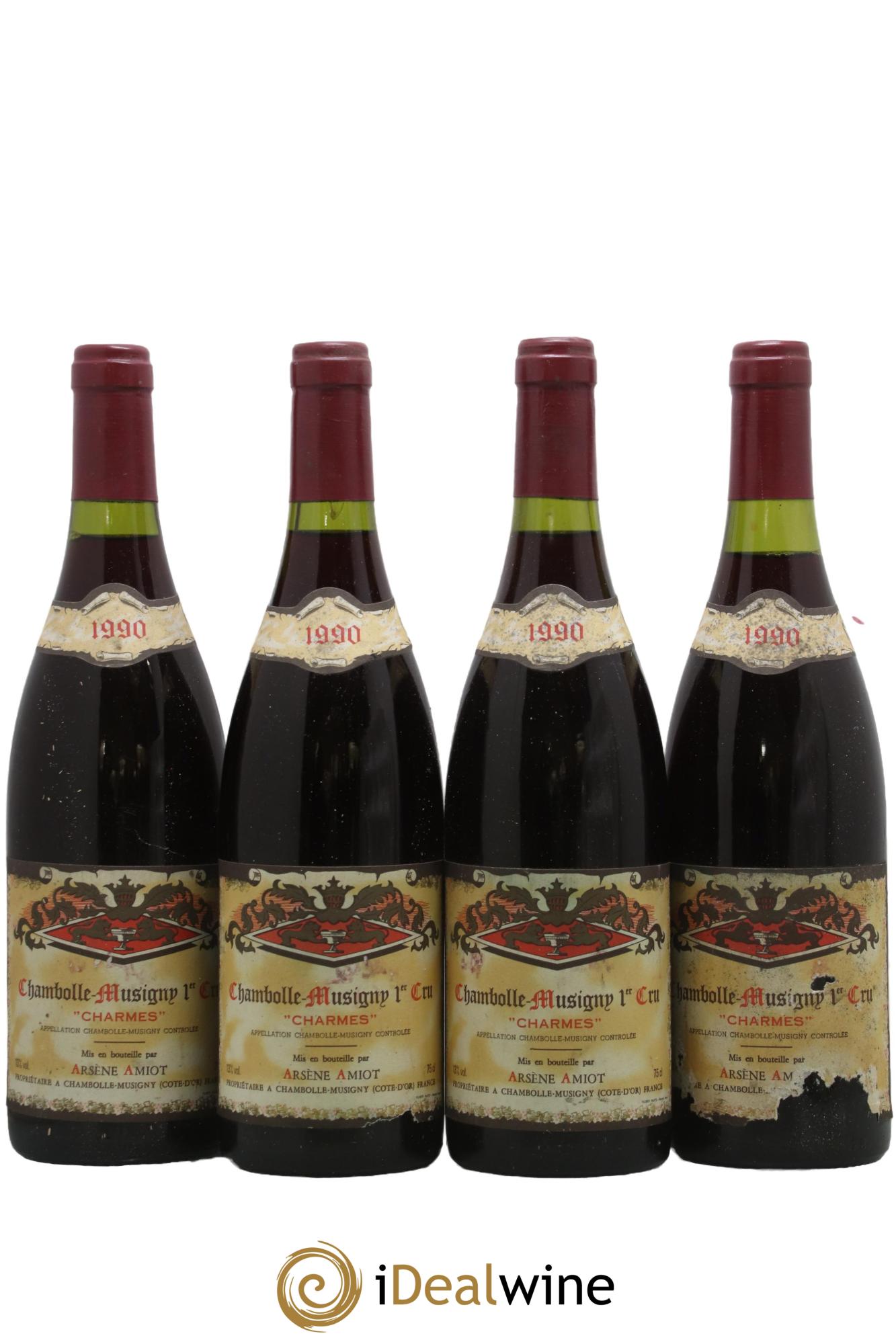 Chambolle-Musigny 1er Cru Charmes Arsene Amiot 1990 - Lot de 4 bouteilles - 0