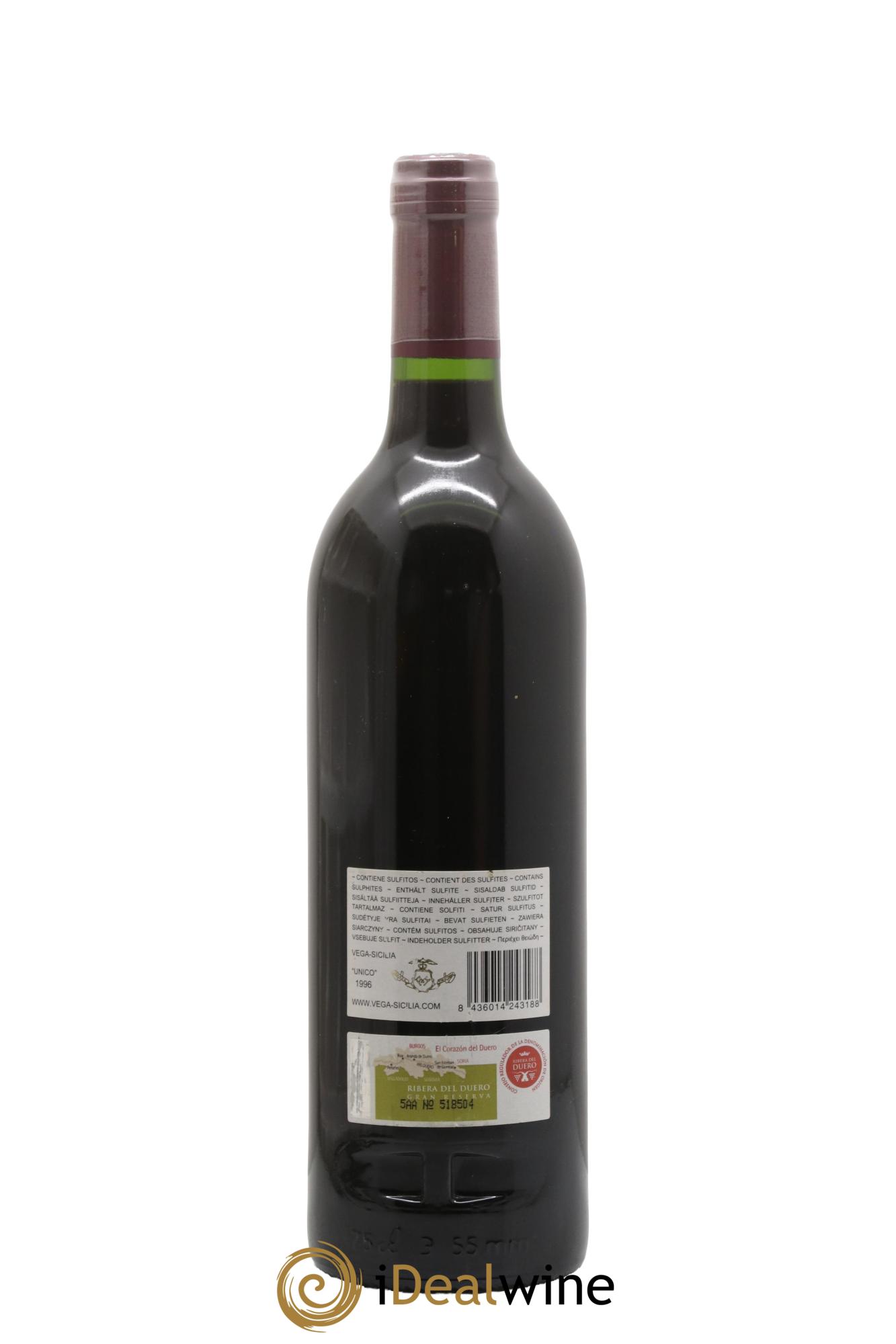 Ribera Del Duero DO Vega Sicilia Unico Famille Alvarez 1996 - Lot de 1 bouteille - 1