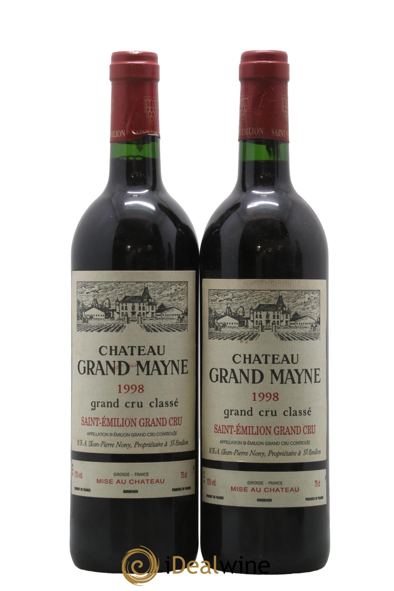 Château Grand Mayne Grand Cru Classé 1998 - Lotto di 2 bottiglie - 0