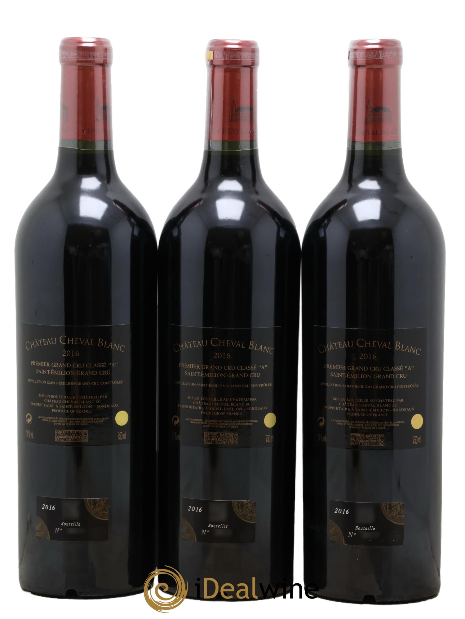 Château Cheval Blanc 1er Grand Cru Classé A 2016 - Lotto di 3 bottiglie - 1