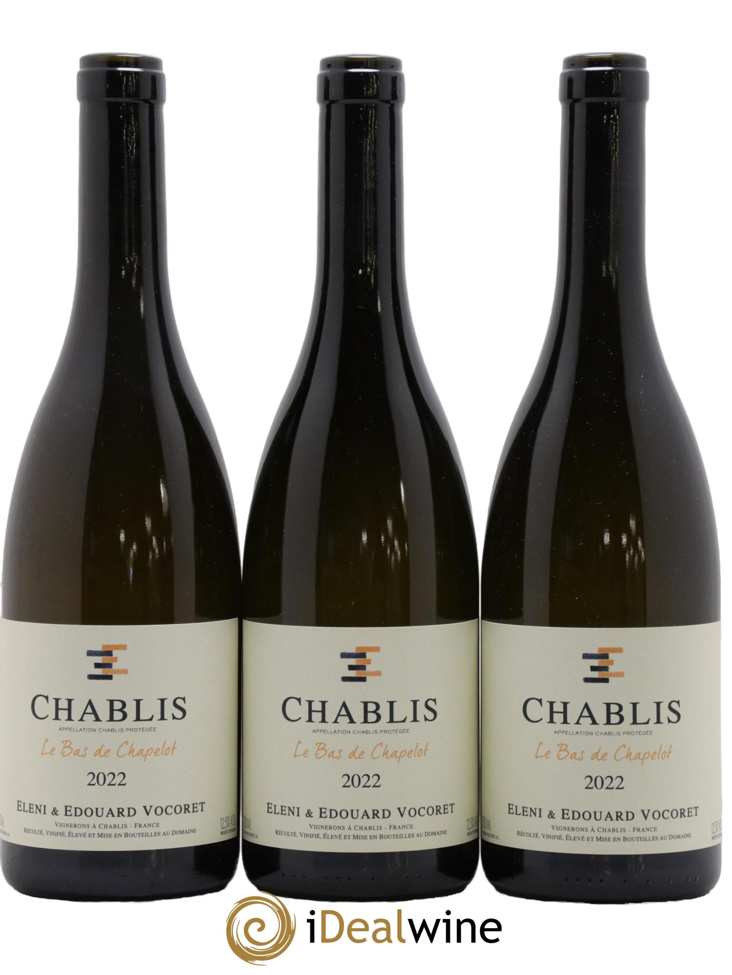 Chablis Le Bas De Chapelot Vocoret & Fils 2022 - Lot de 3 bouteilles - 0