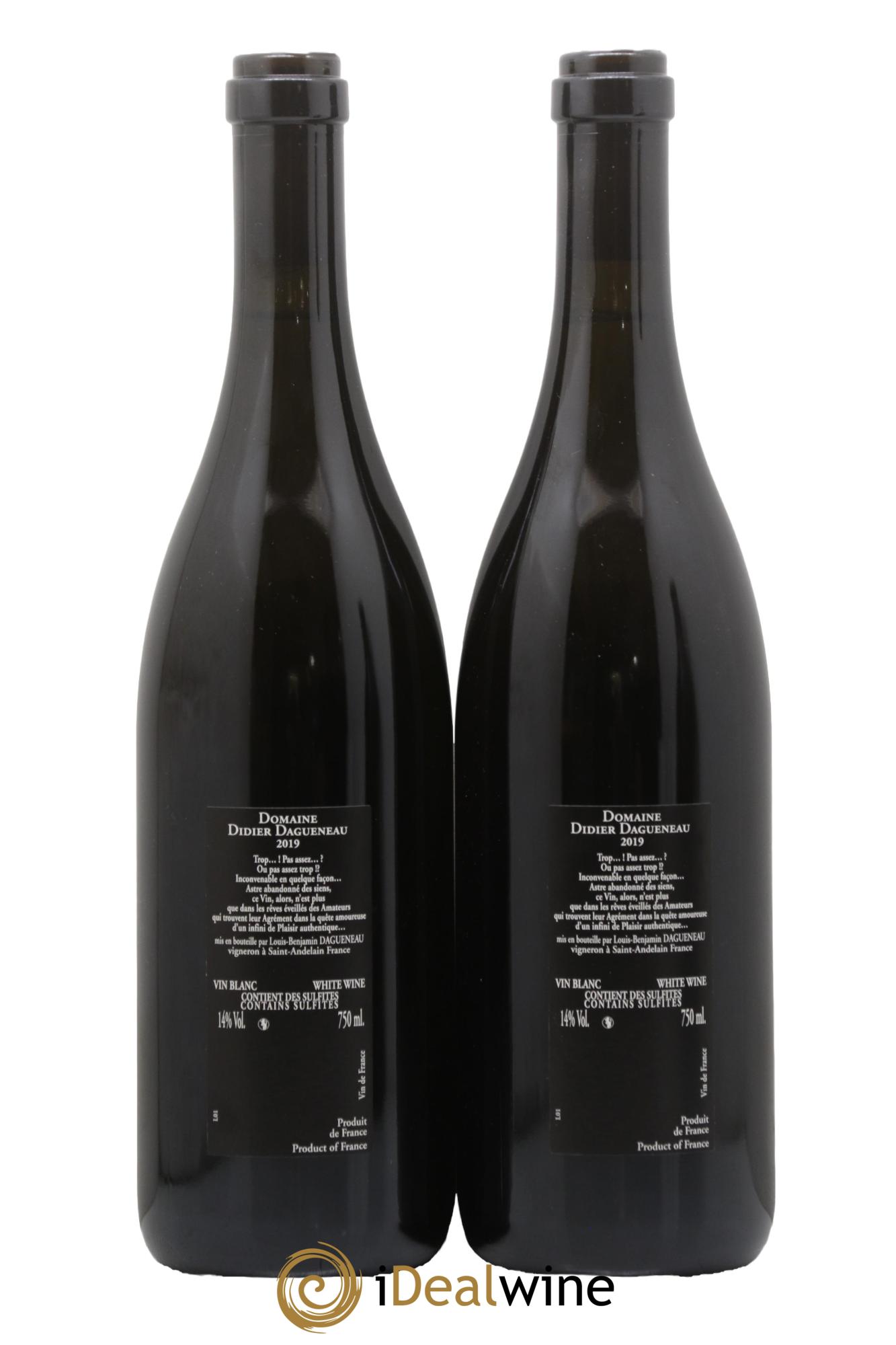 Vin de France (anciennement Pouilly-Fumé) Silex Dagueneau (Domaine Didier - Louis-Benjamin) 2019 - Lot of 2 bottles - 1