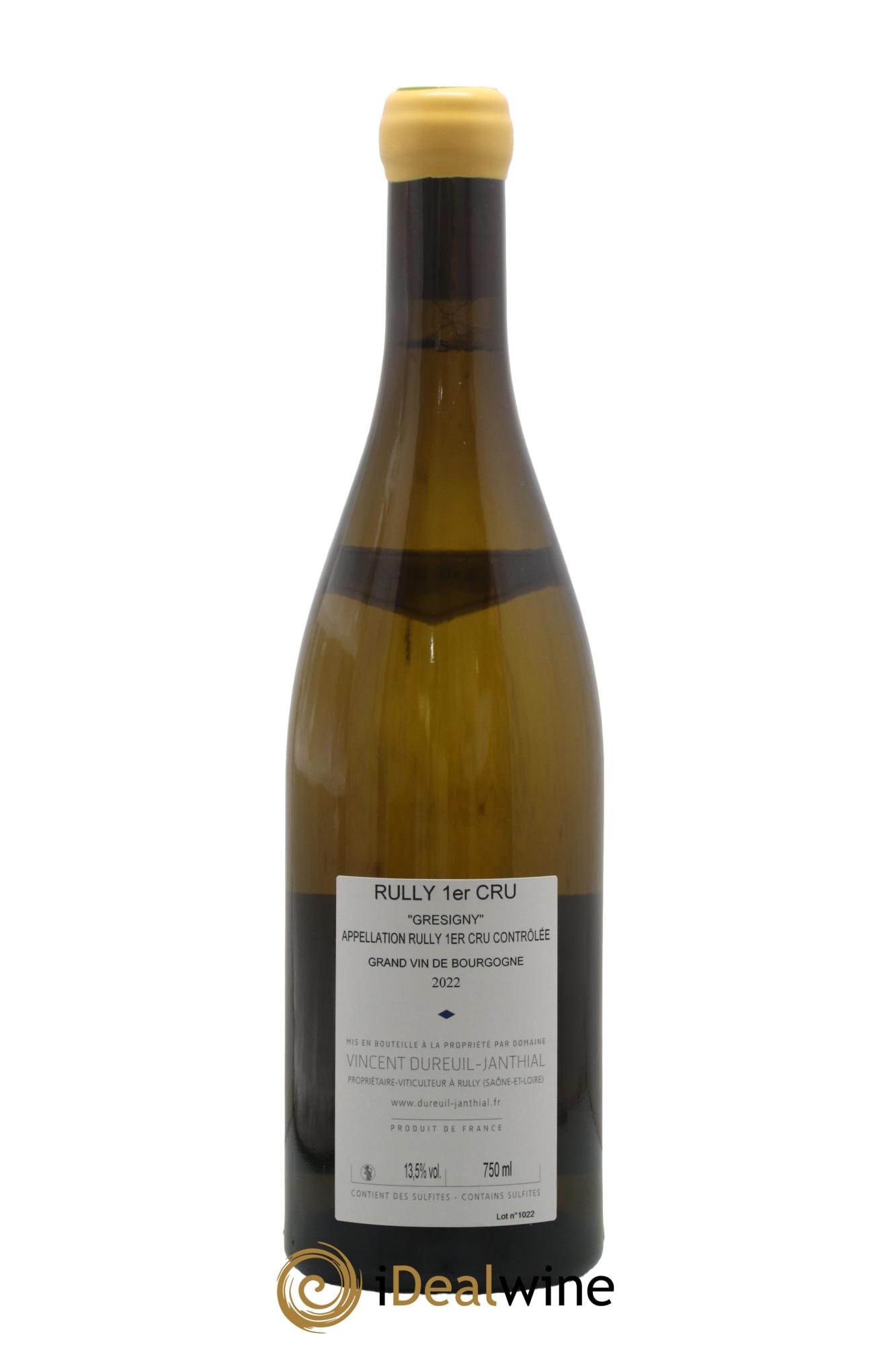 Rully 1er Cru Grésigny Vieilles Vignes Vincent Dureuil-Janthial 2022 - Posten von 1 Flasche - 1