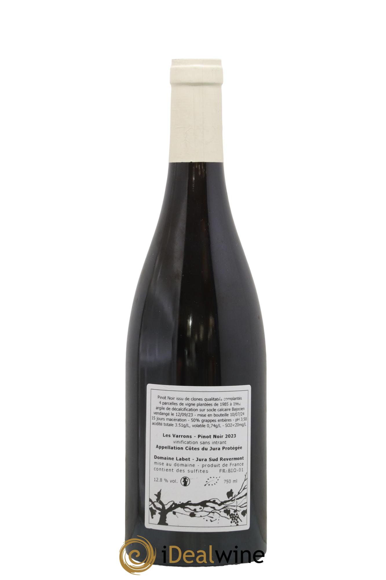 Côtes du Jura Pinot Noir Les Varrons Sélection Clonale Romain - Julien - Charline Labet 2023 - Lot de 1 bouteille - 1