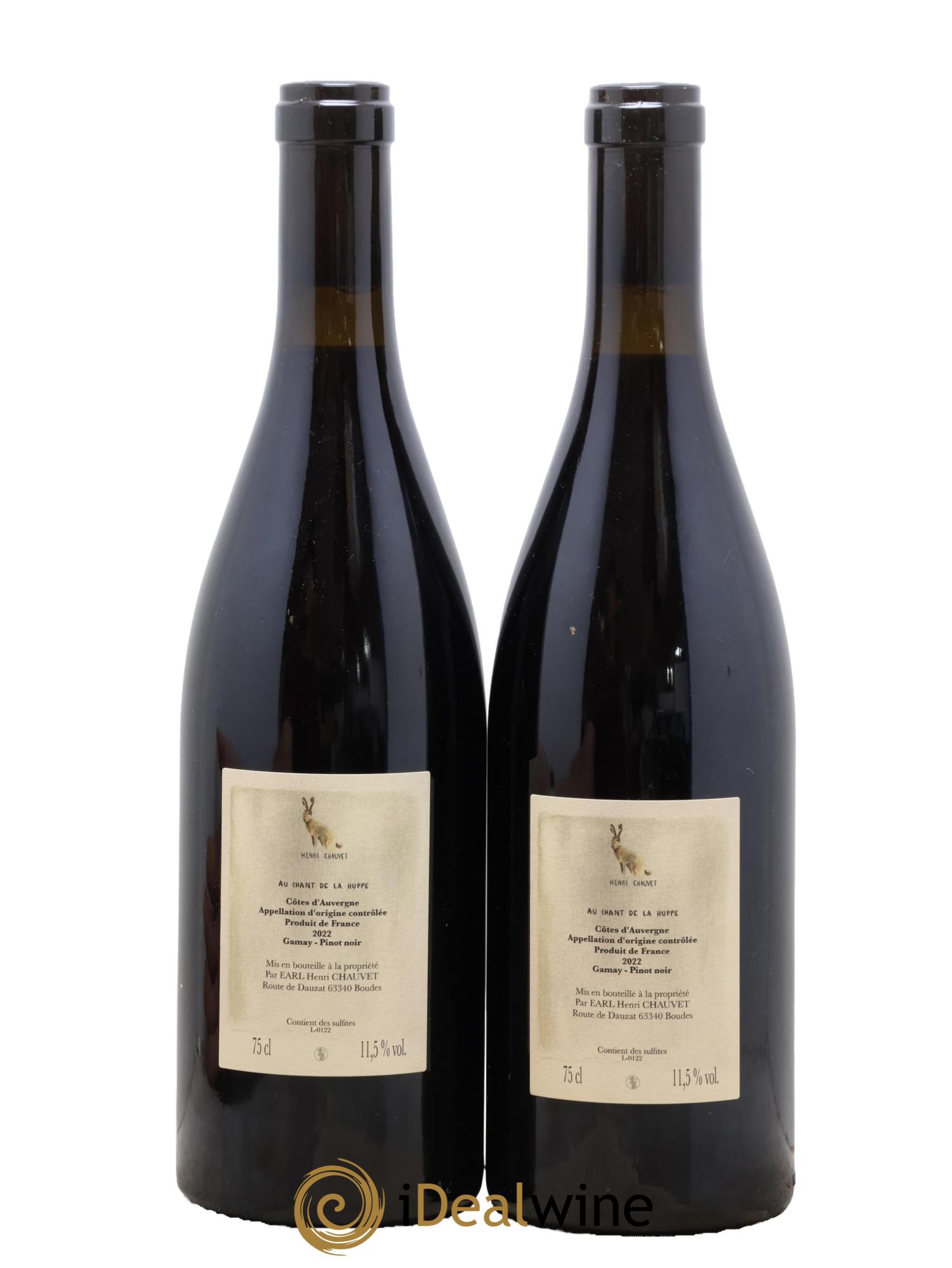Côtes d'Auvergne Au Chant de la Huppe Henri Chauvet 2022 - Lot of 2 bottles - 1