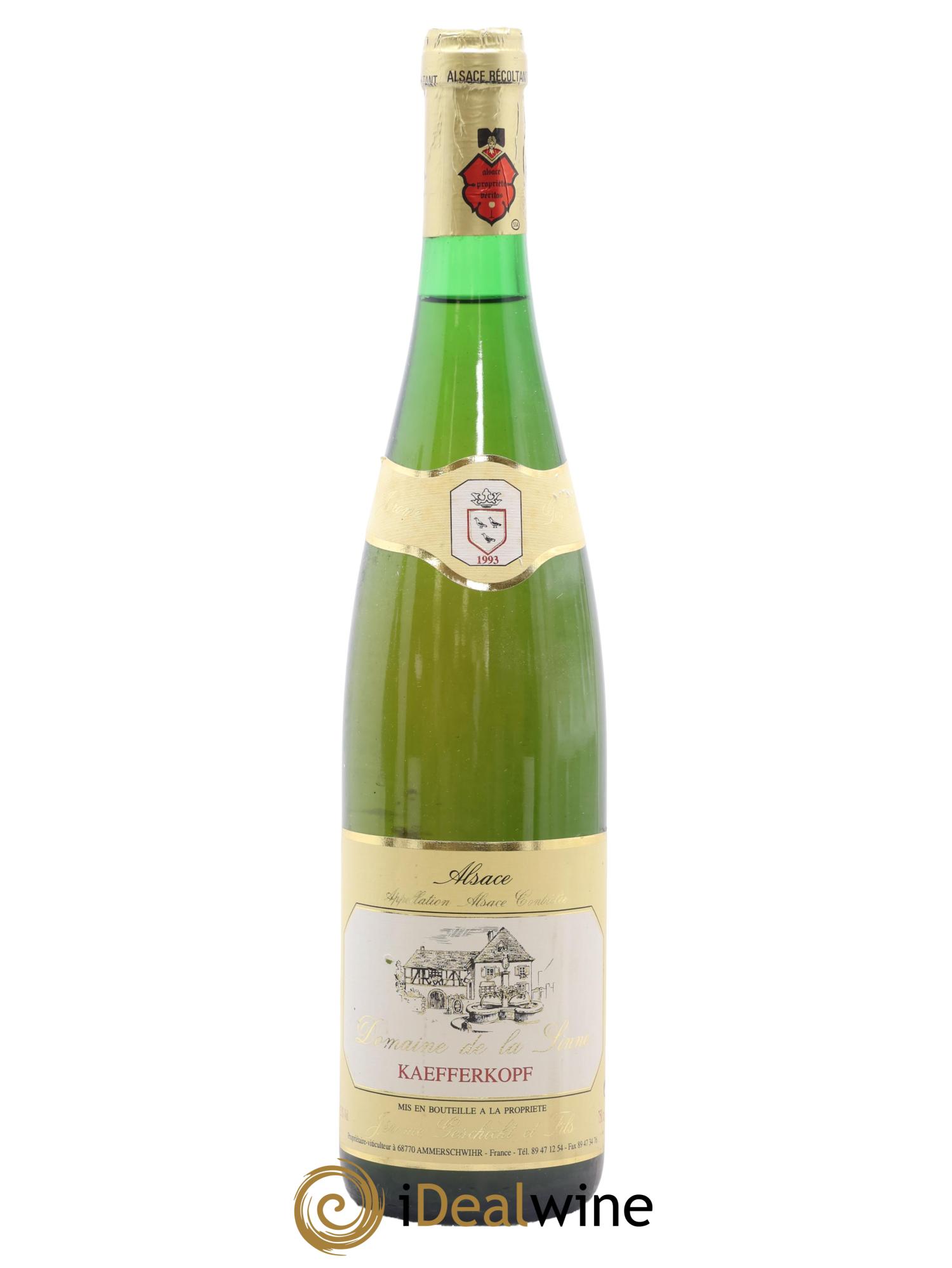 Alsace Kaefferkopf Domaine de la Sinne 1993 - Lot de 1 bouteille - 0