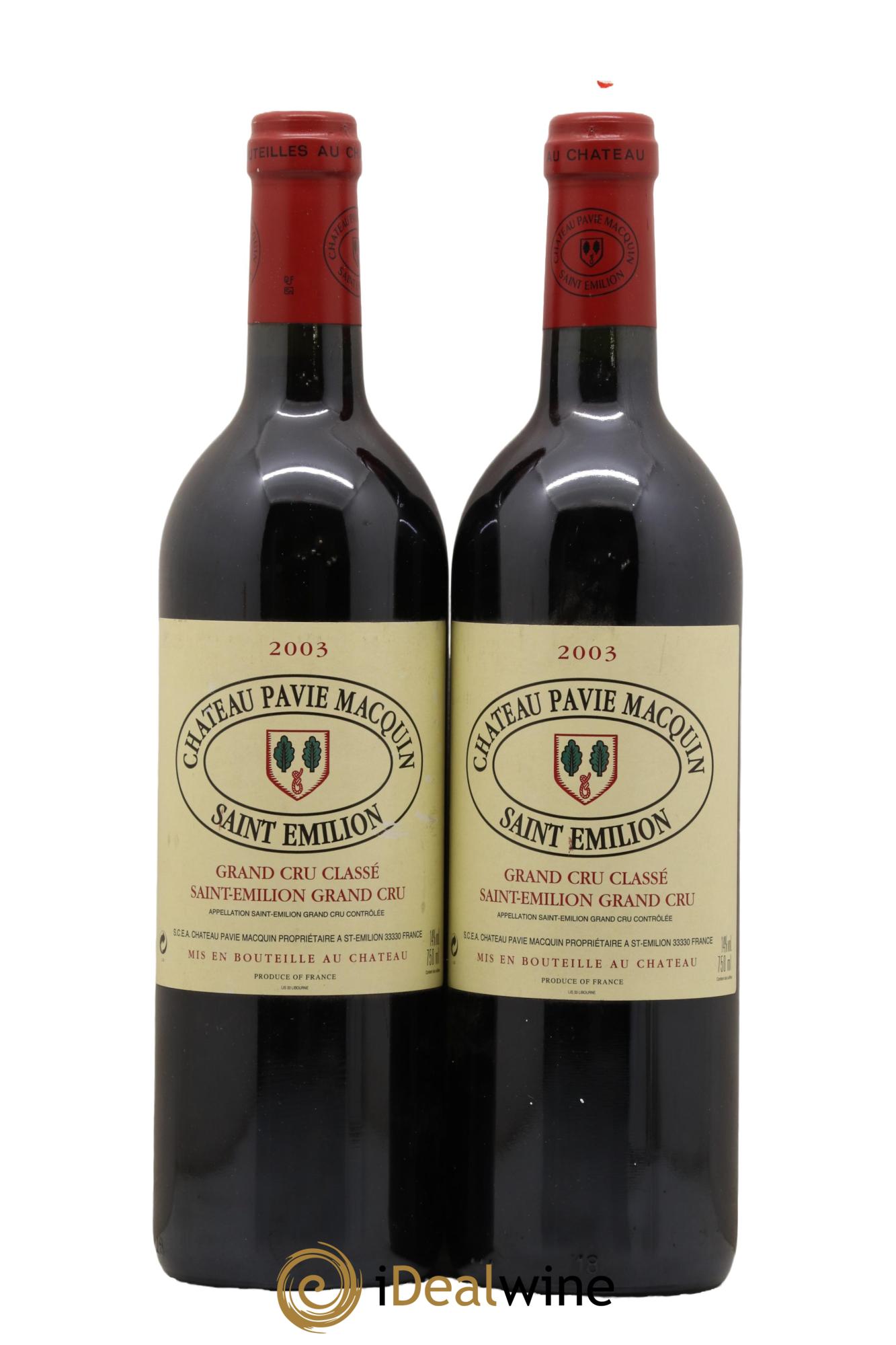 Château Pavie Macquin 1er Grand Cru Classé B 2003 - Lot de 2 bouteilles - 0