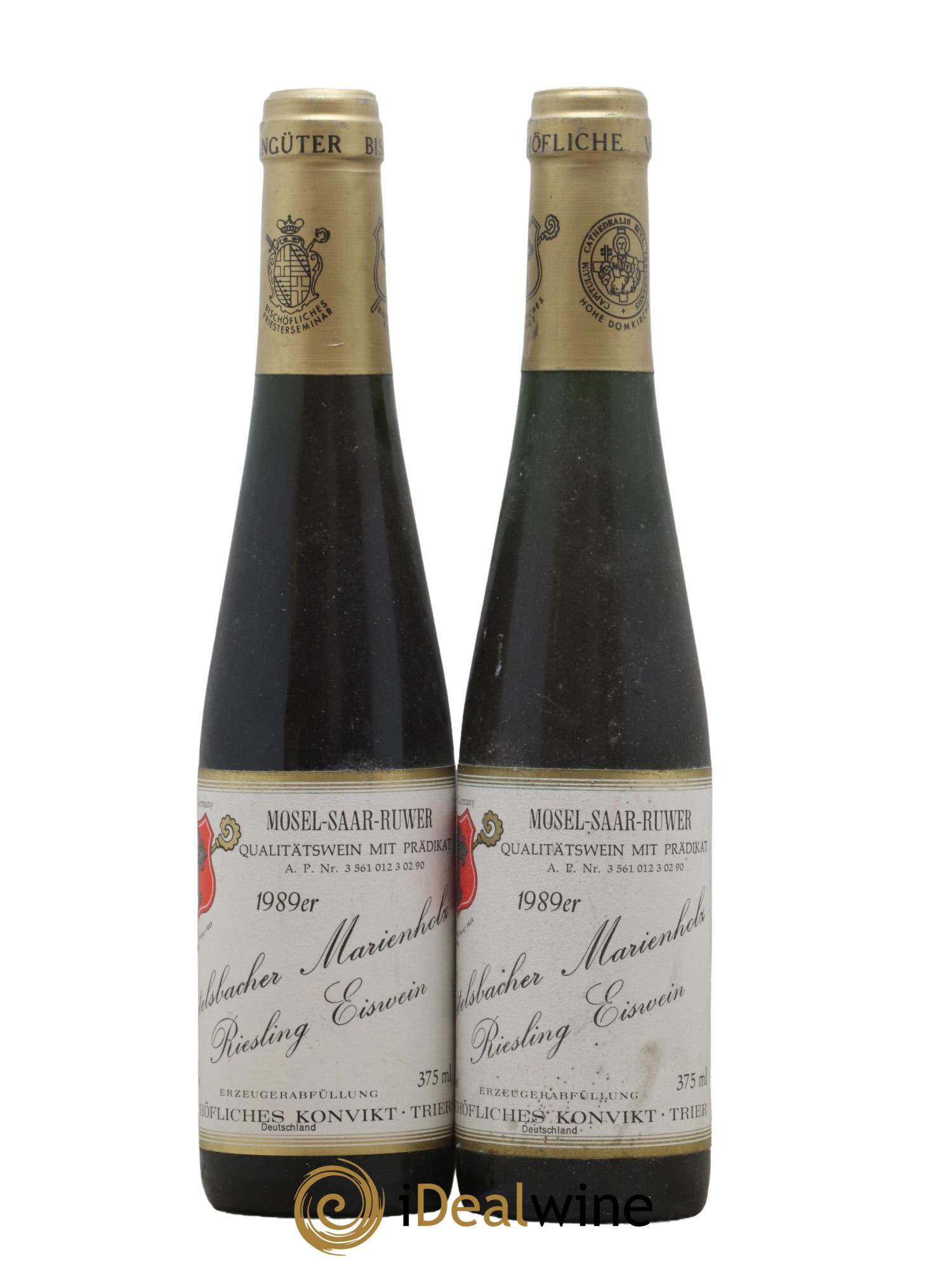 Riesling-Eiswein Bischofliches Konvikt Trier Eitelsbacher Marienholz 1989 - Posten von 2 Demi-Flaschen - 0