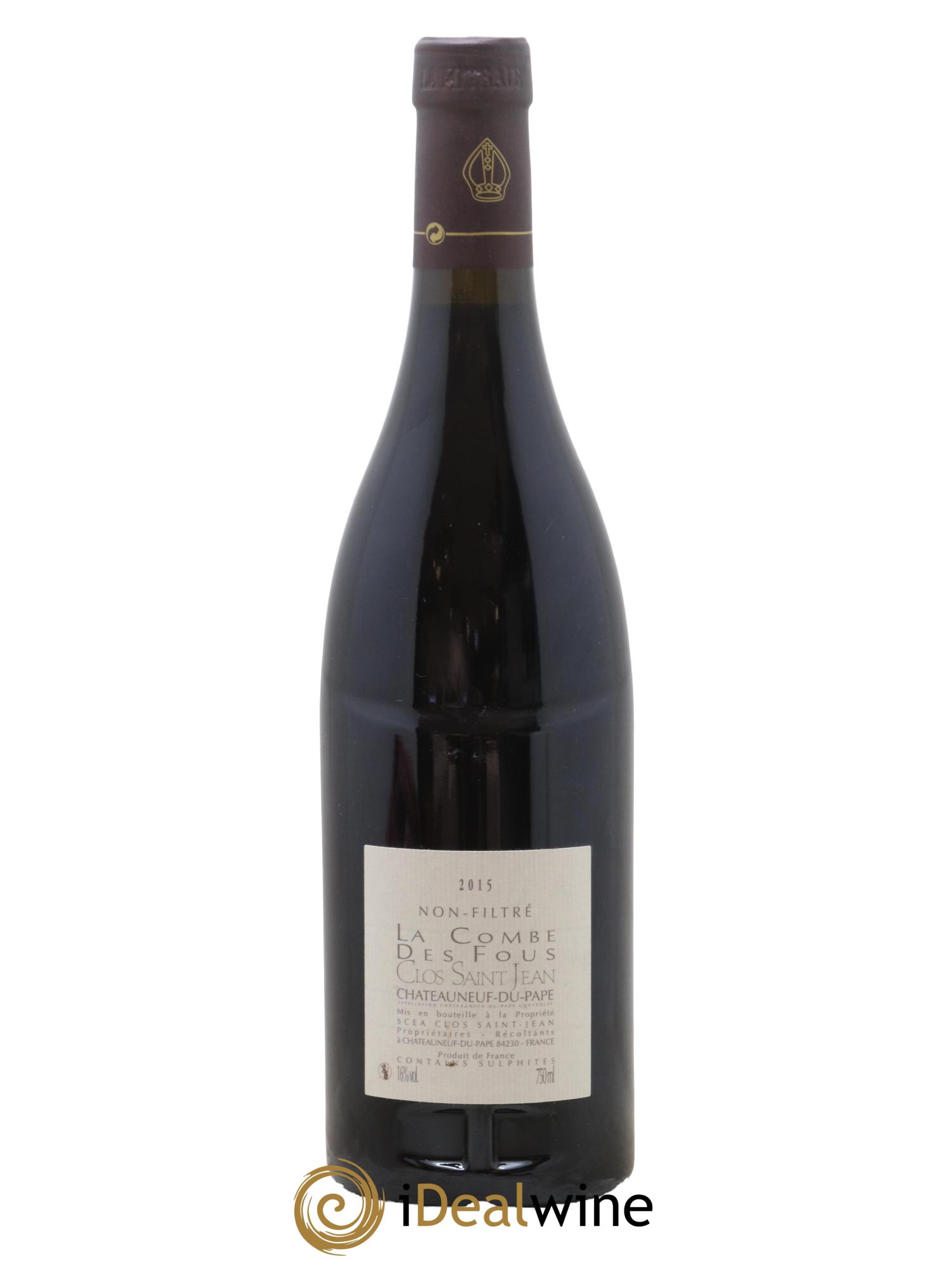 Châteauneuf-du-Pape Clos Saint-Jean La Combe des Fous Pascal et Vincent Maurel 2015 - Lot de 1 bouteille - 1