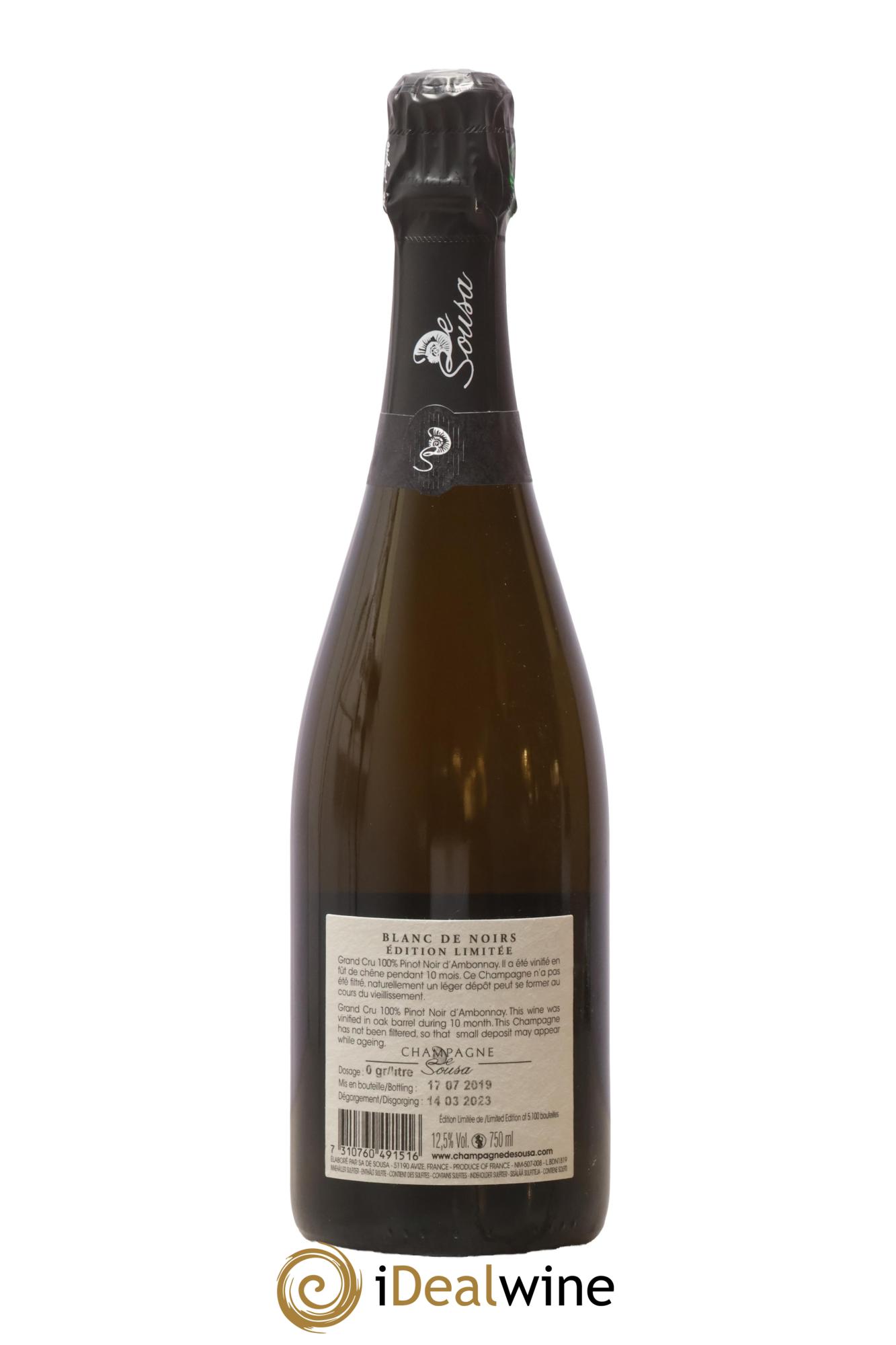 Champagne Blanc de Noirs Edition Limitée Grand cru Extra Brut De Sousa - Lot de 1 bouteille - 1