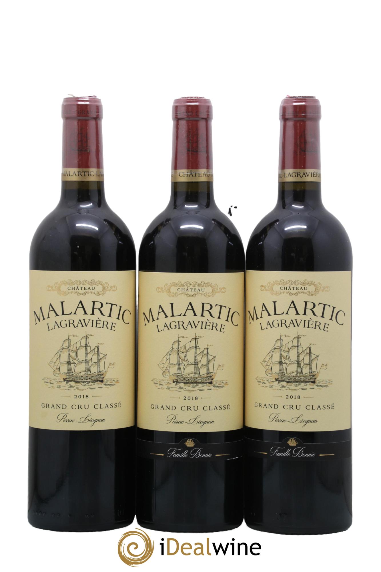 Château Malartic-Lagravière Cru Classé de Graves 2018 - Lotto di 3 bottiglie - 0