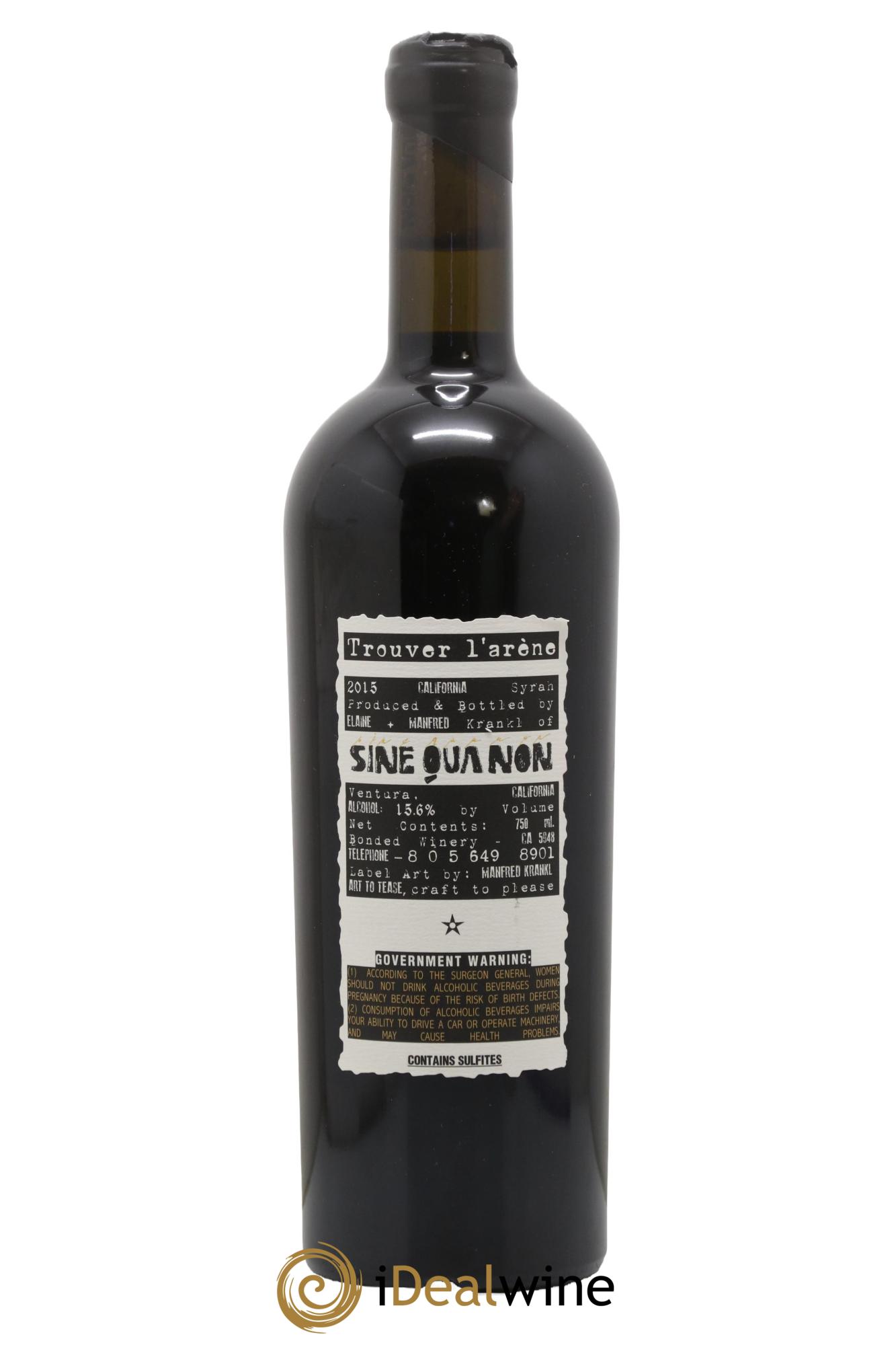 Santa Barbara Sine Qua Non Trouver l'Arêne Manfred Krankl 2015 - Lot de 1 bouteille - 1