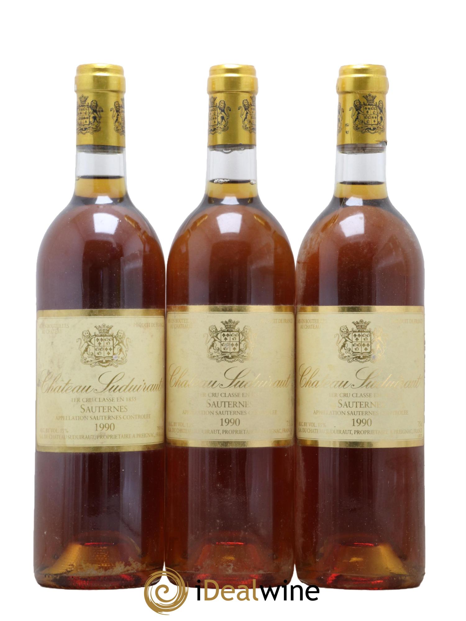 Château Suduiraut 1er Grand Cru Classé 1990 - Lotto di 3 bottiglie - 0