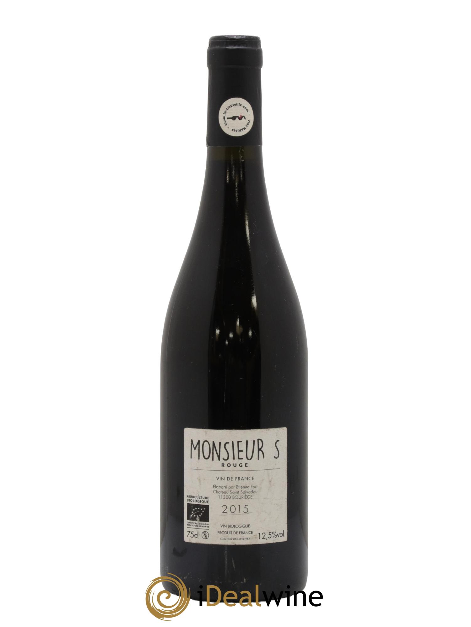 Vin de France Monsieur S Etienne Fort 2015 - Lot de 1 bouteille - 1